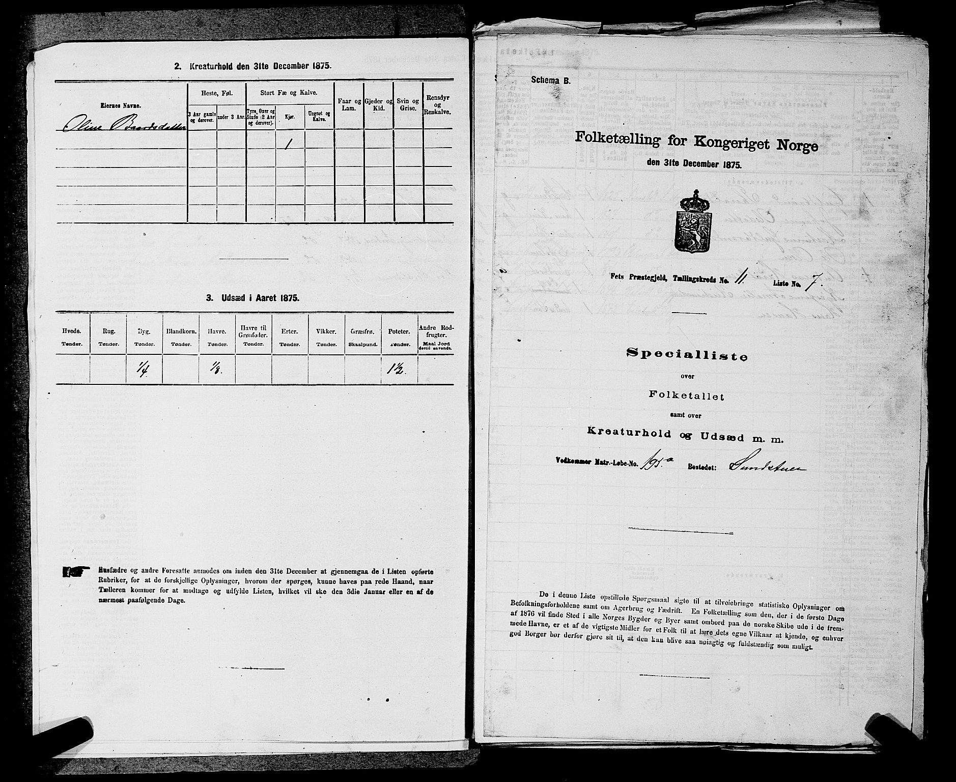 RA, Folketelling 1875 for 0227P Fet prestegjeld, 1875, s. 1455