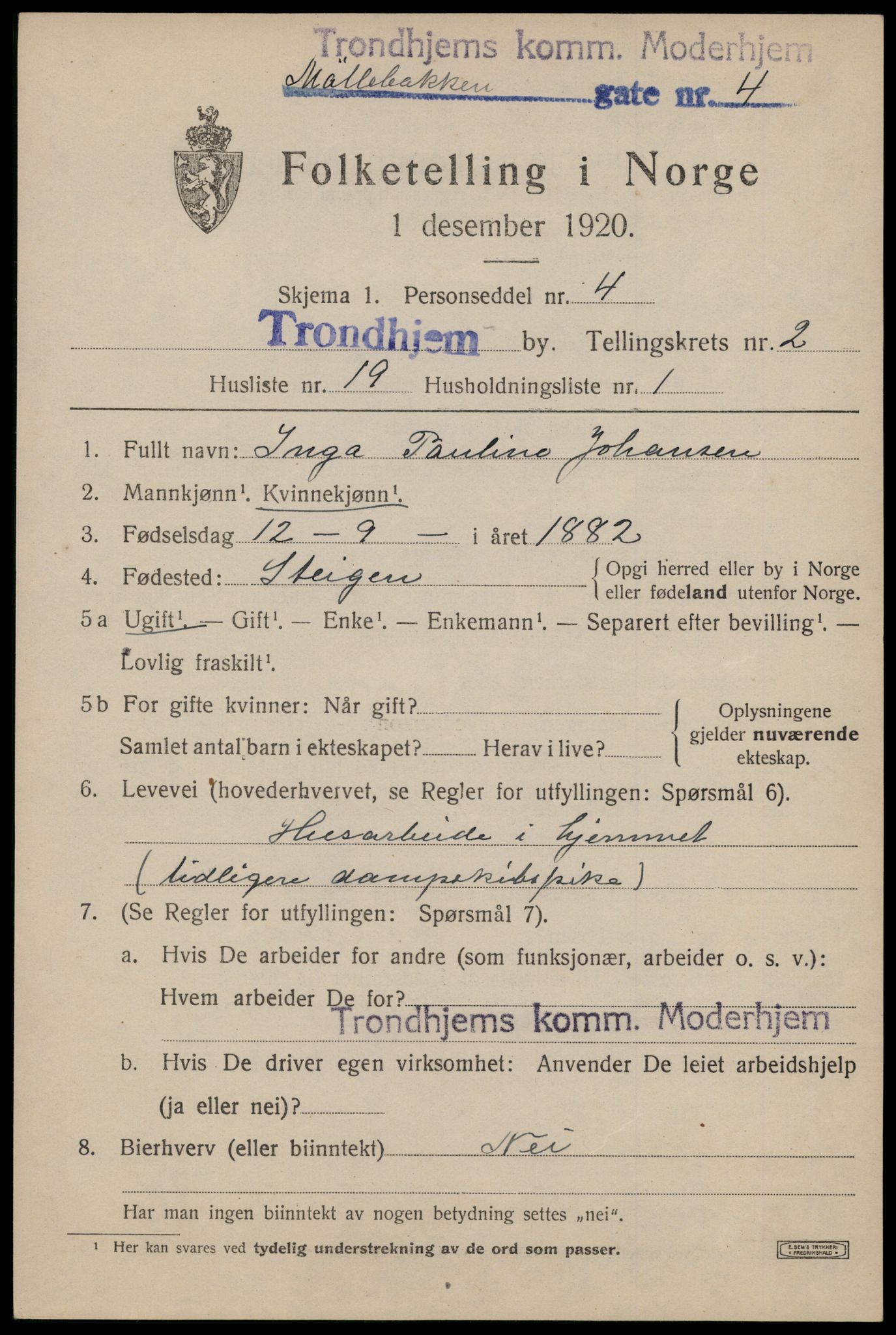 SAT, Folketelling 1920 for 1601 Trondheim kjøpstad, 1920, s. 34296