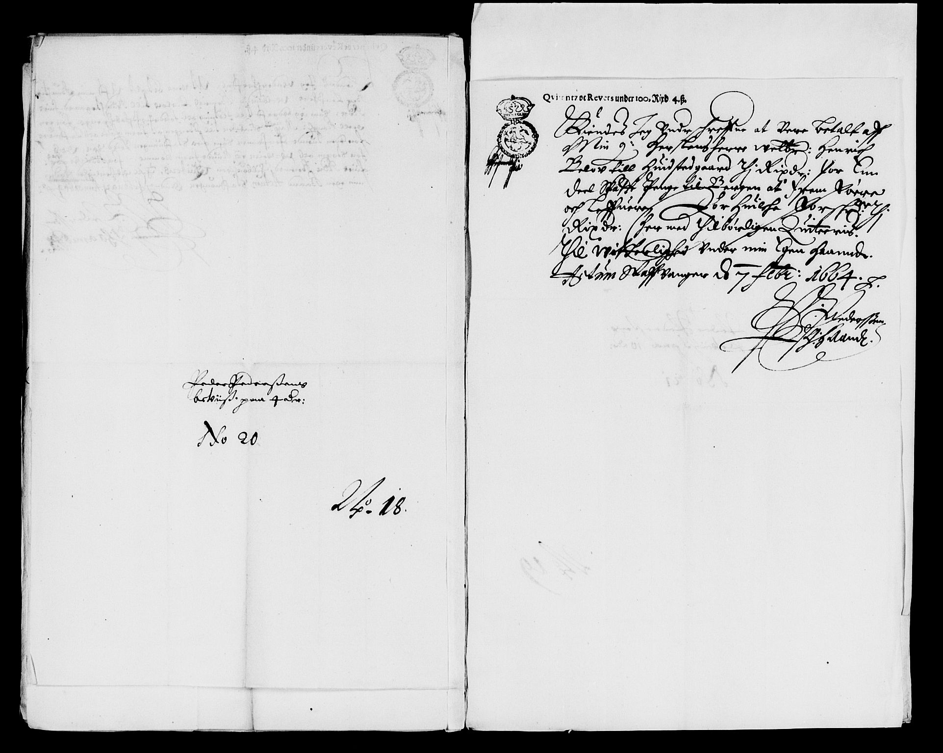 Rentekammeret inntil 1814, Reviderte regnskaper, Lensregnskaper, AV/RA-EA-5023/R/Rb/Rbs/L0047: Stavanger len, 1663-1664