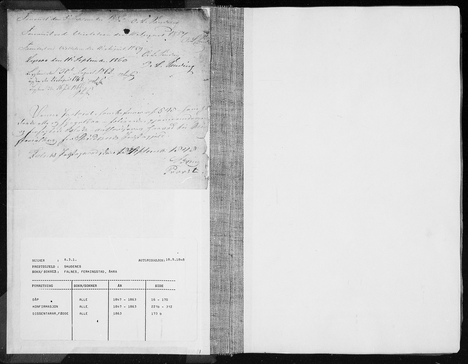 Skudenes sokneprestkontor, SAST/A -101849/H/Ha/Haa/L0004: Ministerialbok nr. A 3.1, 1847-1863