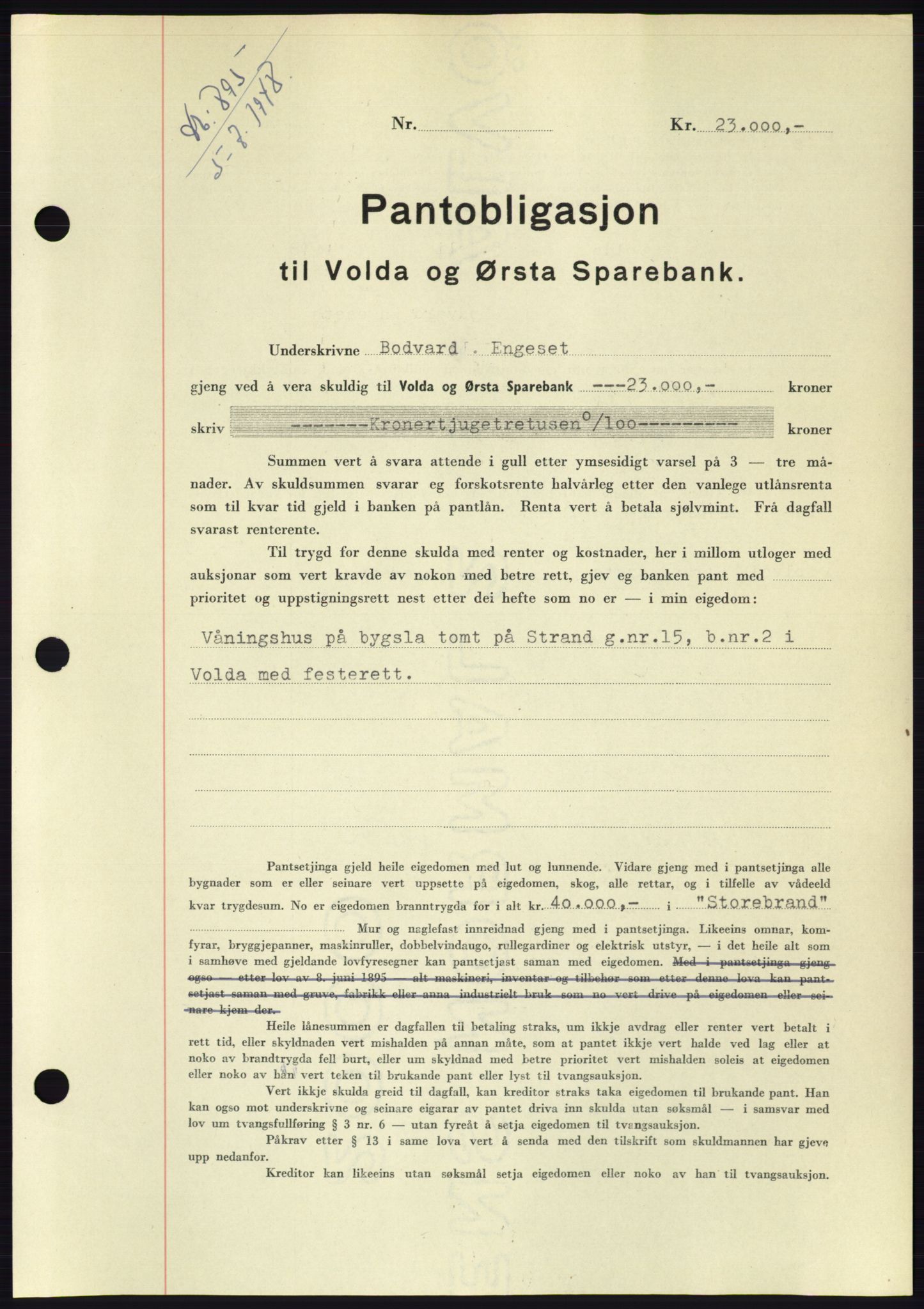 Søre Sunnmøre sorenskriveri, SAT/A-4122/1/2/2C/L0116: Pantebok nr. 4B, 1948-1949, Dagboknr: 895/1948