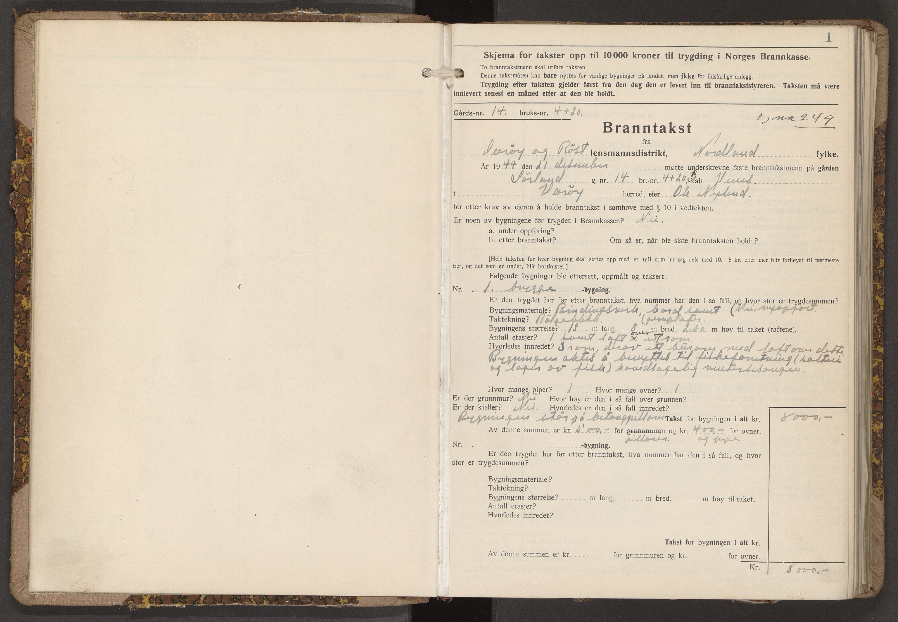 Norges Brannkasse Værøy og Røst, AV/SAT-A-5586/Fb/L0006: Branntakstprotokoll, 1944-1951