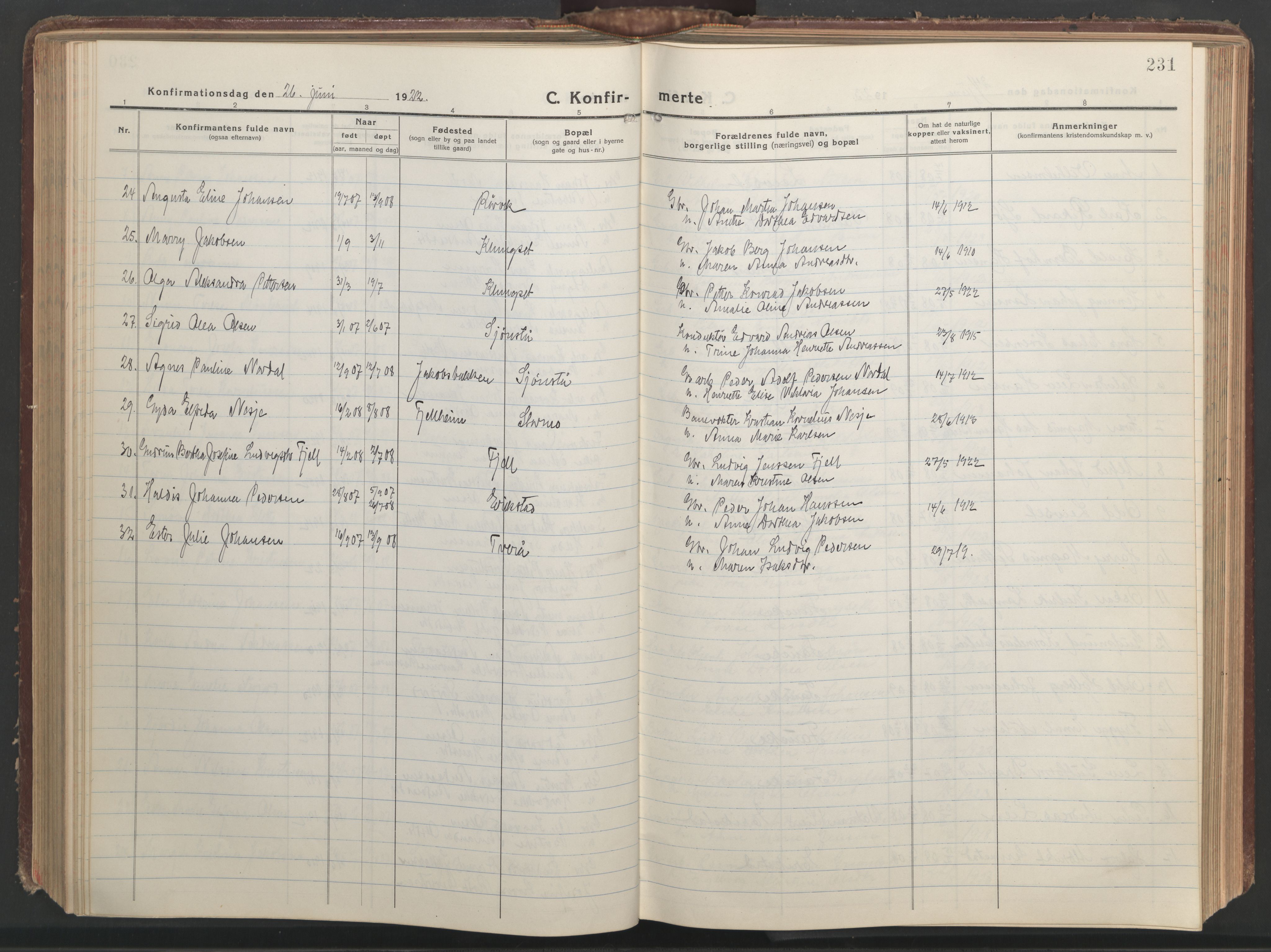 Ministerialprotokoller, klokkerbøker og fødselsregistre - Nordland, AV/SAT-A-1459/849/L0700: Klokkerbok nr. 849C01, 1919-1946, s. 231