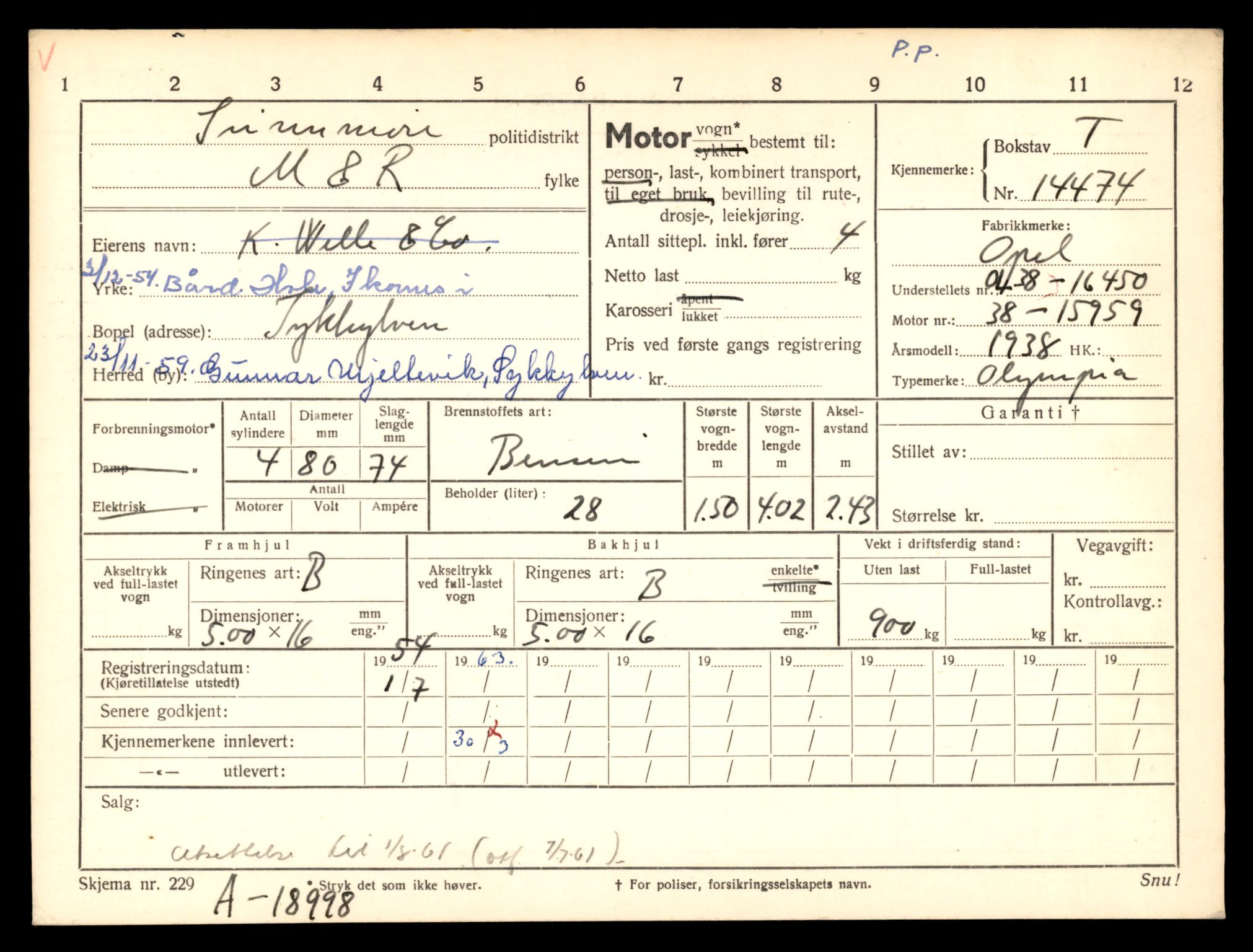 Møre og Romsdal vegkontor - Ålesund trafikkstasjon, AV/SAT-A-4099/F/Fe/L0046: Registreringskort for kjøretøy T 14445 - T 14579, 1927-1998