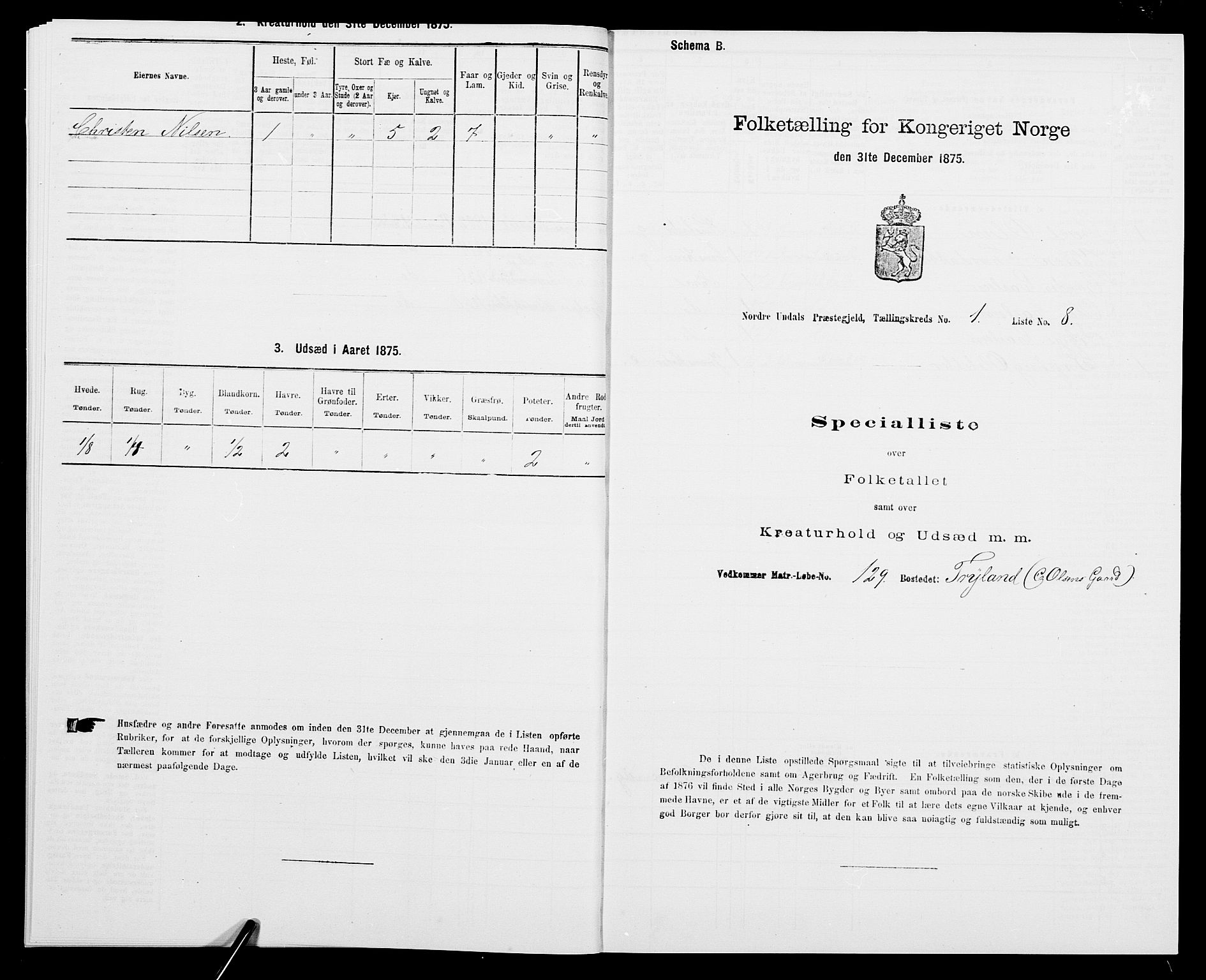 SAK, Folketelling 1875 for 1028P Nord-Audnedal prestegjeld, 1875, s. 58