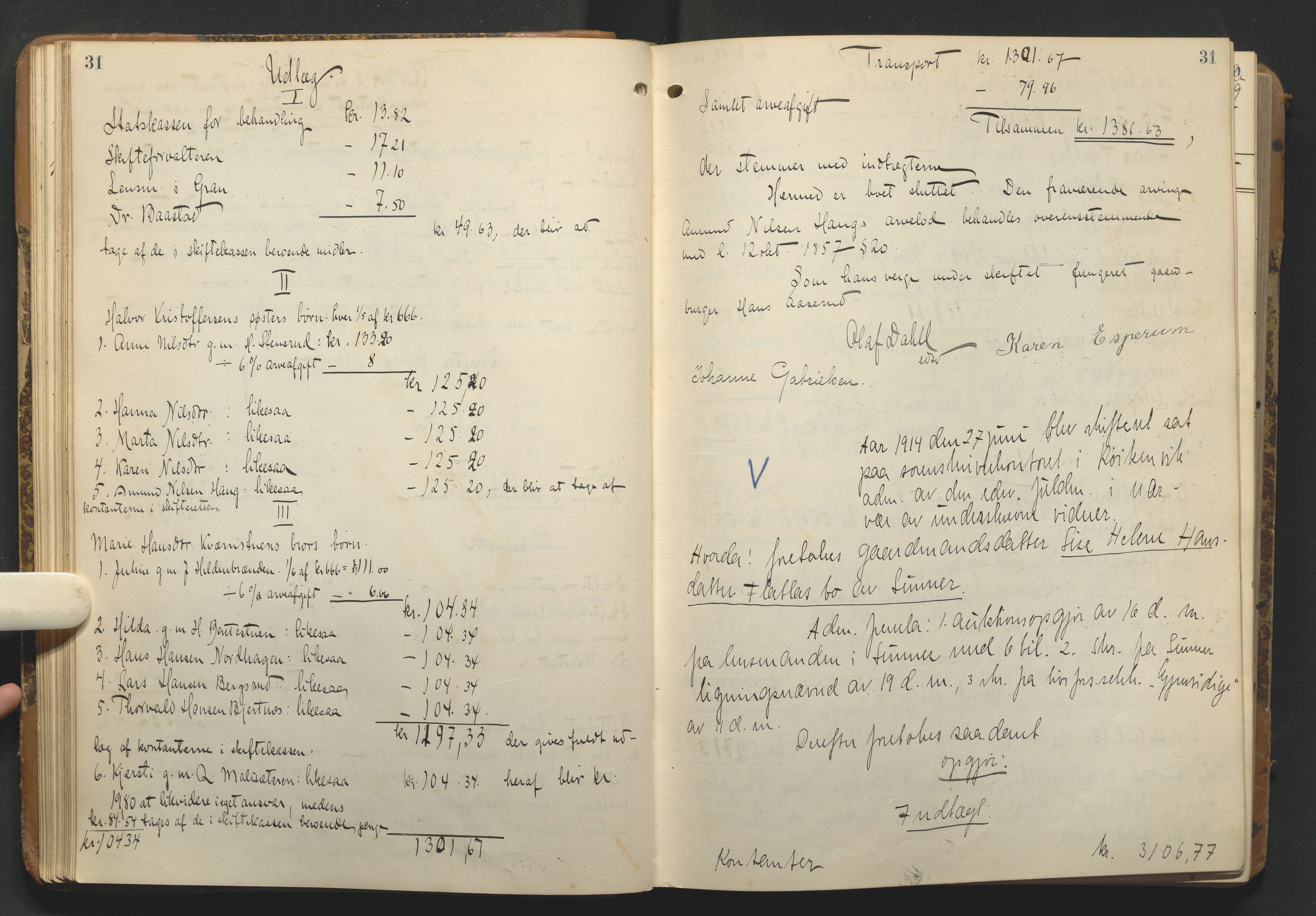 Hadeland og Land tingrett, AV/SAH-TING-010/J/Jd/L0005: Skifteutlodningsprotokoll, 1913-1924, s. 30