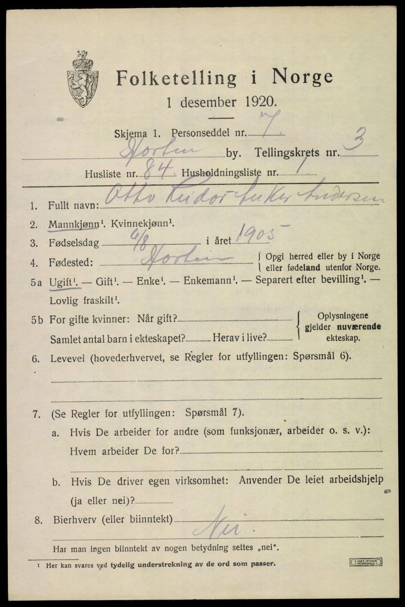 SAKO, Folketelling 1920 for 0703 Horten kjøpstad, 1920, s. 14633