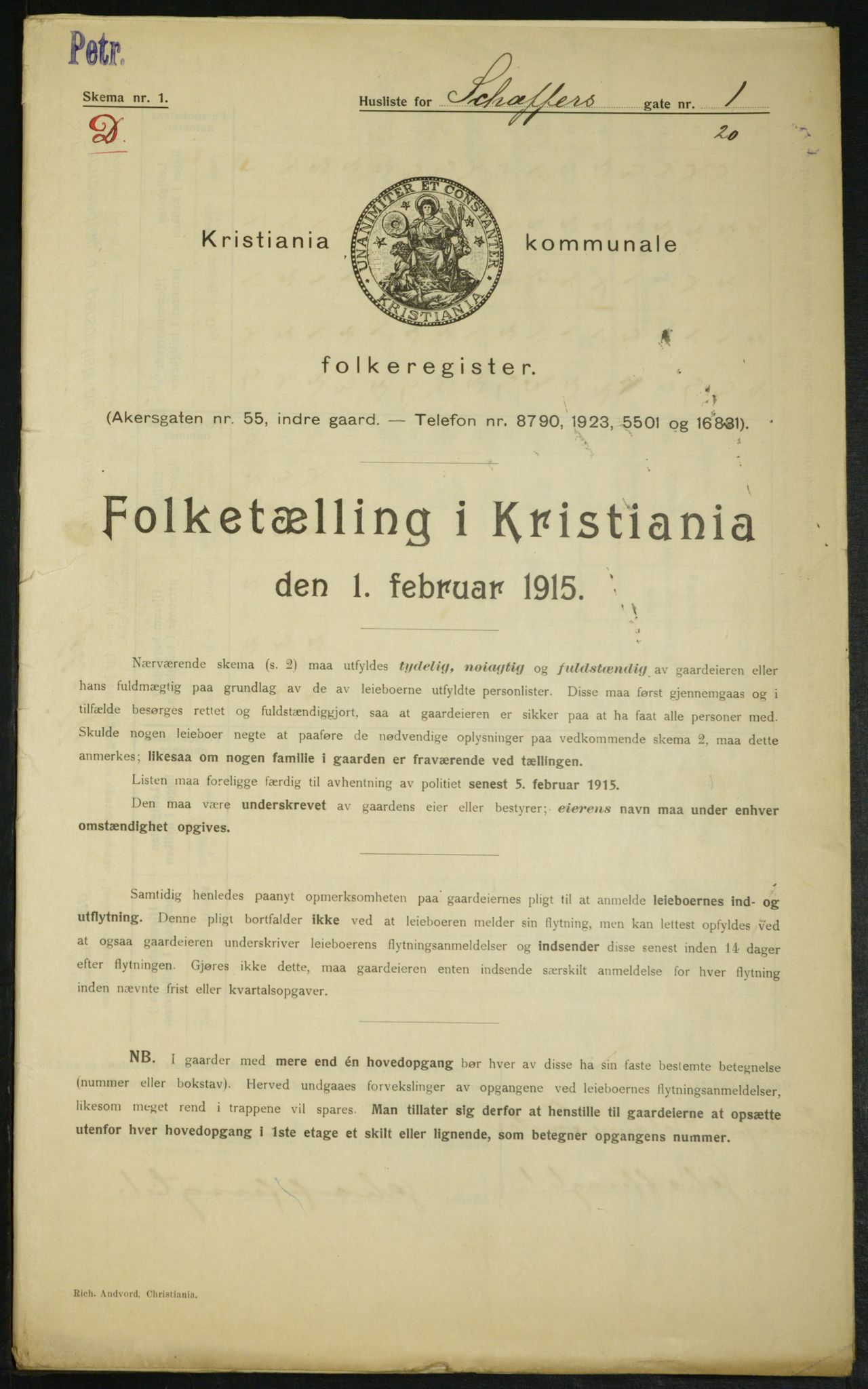 OBA, Kommunal folketelling 1.2.1915 for Kristiania, 1915, s. 92693