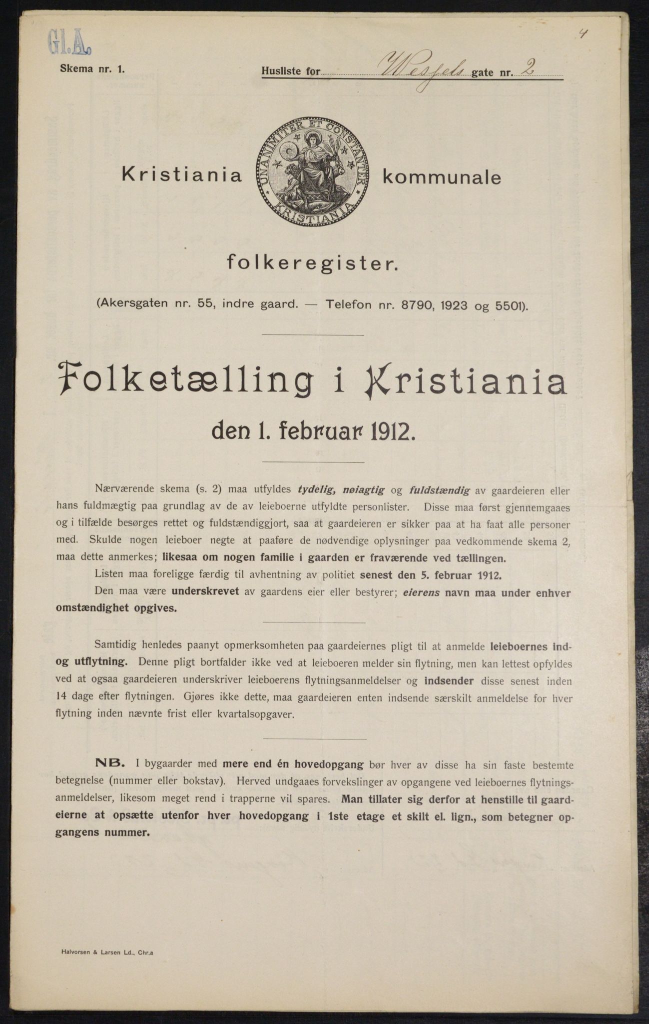 OBA, Kommunal folketelling 1.2.1912 for Kristiania, 1912, s. 127884