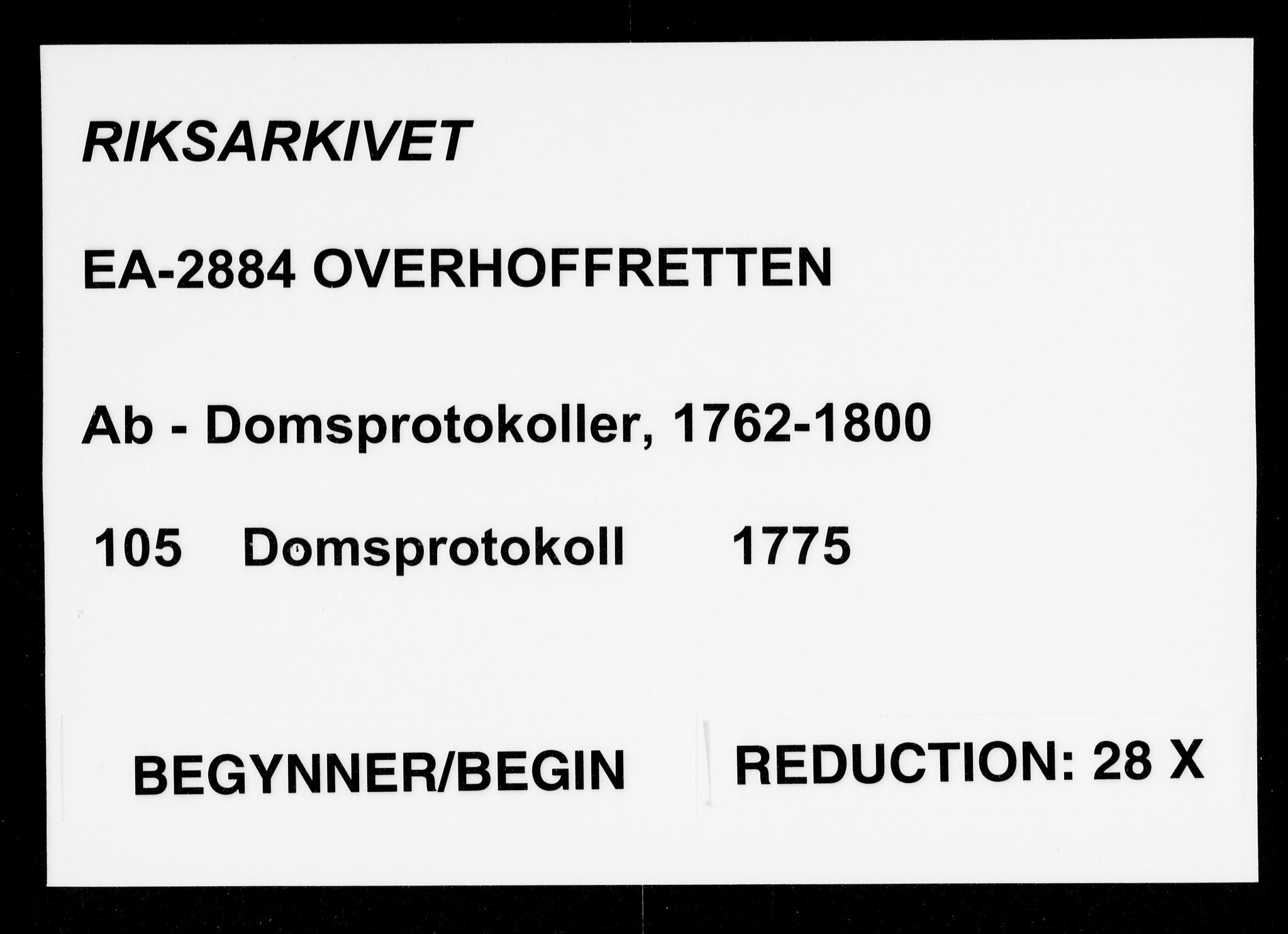 Overhoffretten 1667-1797, AV/RA-EA-2884/Ab/L0105: Domsprotokoll, 1775