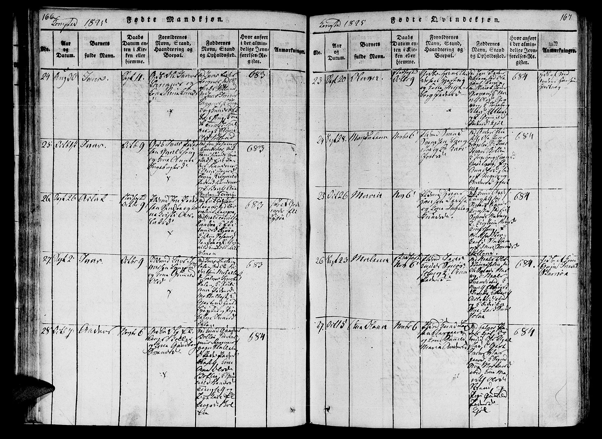 Ministerialprotokoller, klokkerbøker og fødselsregistre - Møre og Romsdal, AV/SAT-A-1454/568/L0800: Ministerialbok nr. 568A09 /3, 1820-1830, s. 166-167