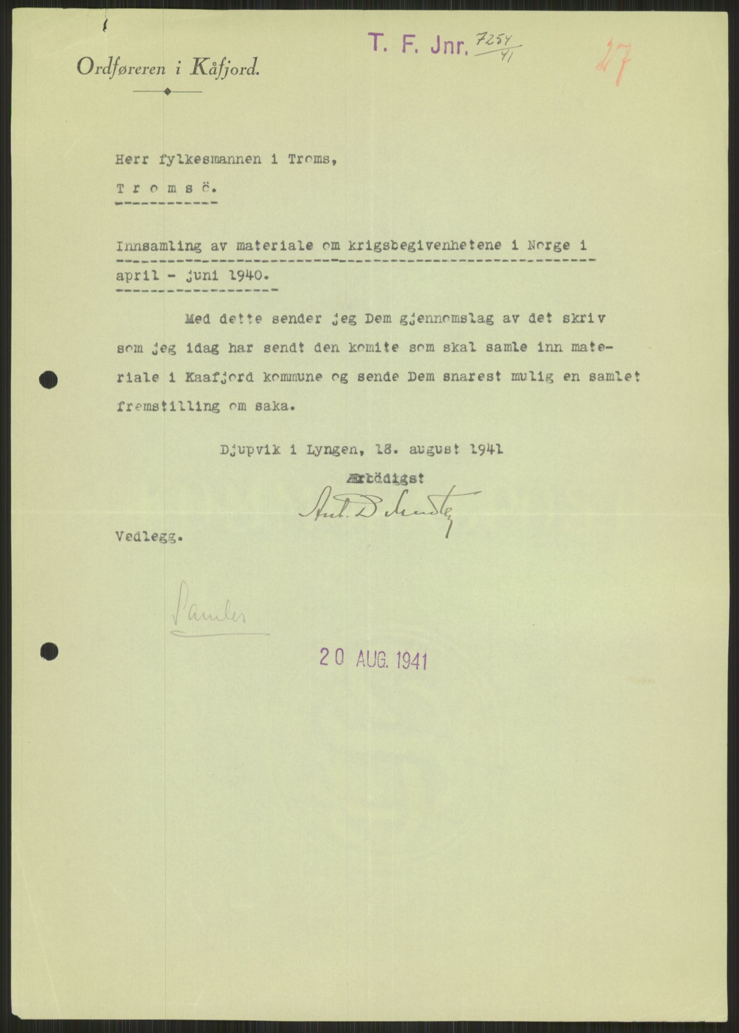 Forsvaret, Forsvarets krigshistoriske avdeling, AV/RA-RAFA-2017/Y/Ya/L0017: II-C-11-31 - Fylkesmenn.  Rapporter om krigsbegivenhetene 1940., 1940, s. 627