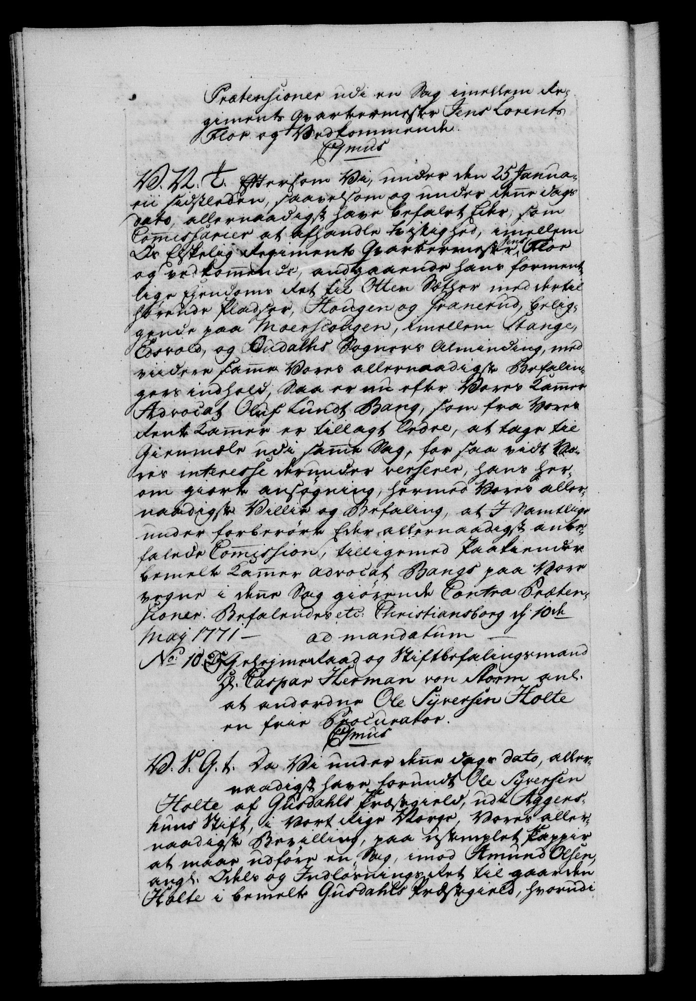 Danske Kanselli 1572-1799, AV/RA-EA-3023/F/Fc/Fca/Fcab/L0040: Norske tegnelser "Norske eller 3. depts. missiver", 1771-1773, s. 5b