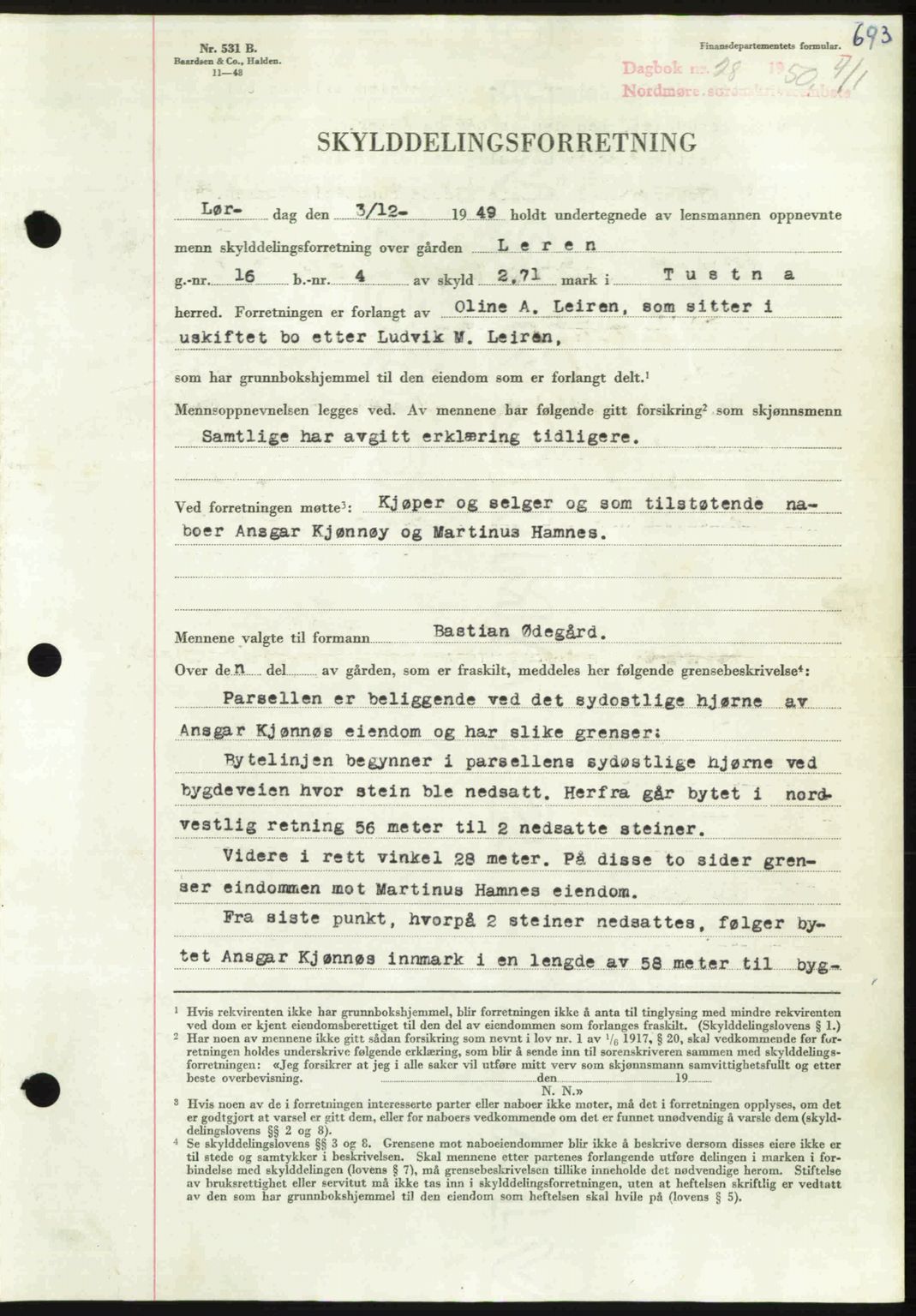 Nordmøre sorenskriveri, AV/SAT-A-4132/1/2/2Ca: Pantebok nr. A113, 1949-1950, Dagboknr: 28/1950