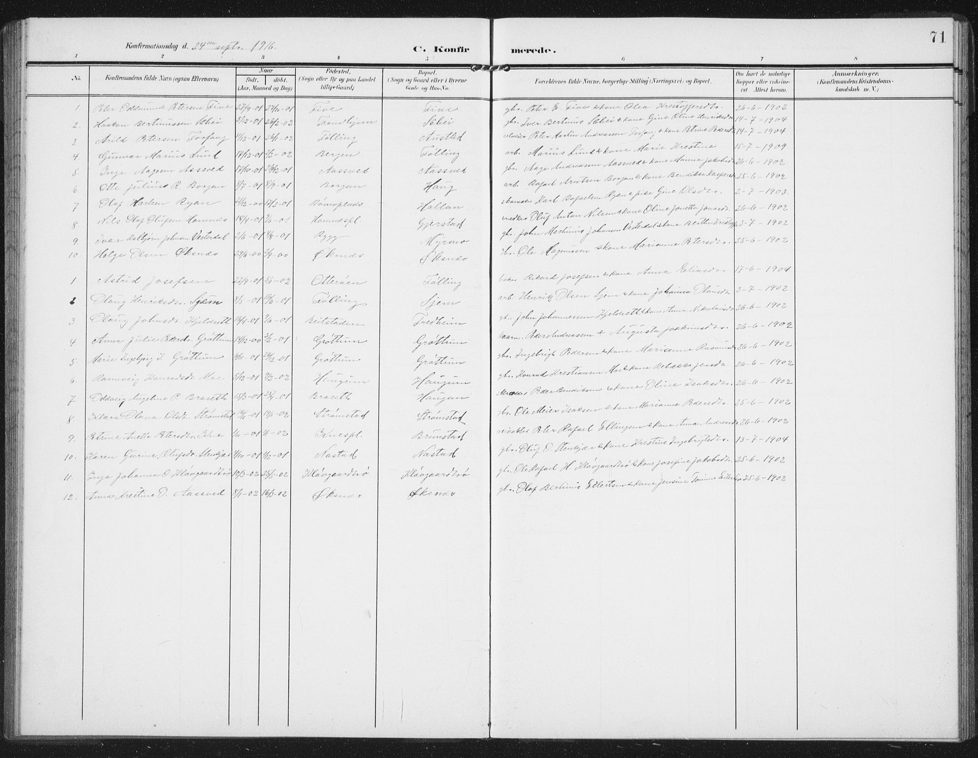 Ministerialprotokoller, klokkerbøker og fødselsregistre - Nord-Trøndelag, AV/SAT-A-1458/747/L0460: Klokkerbok nr. 747C02, 1908-1939, s. 71