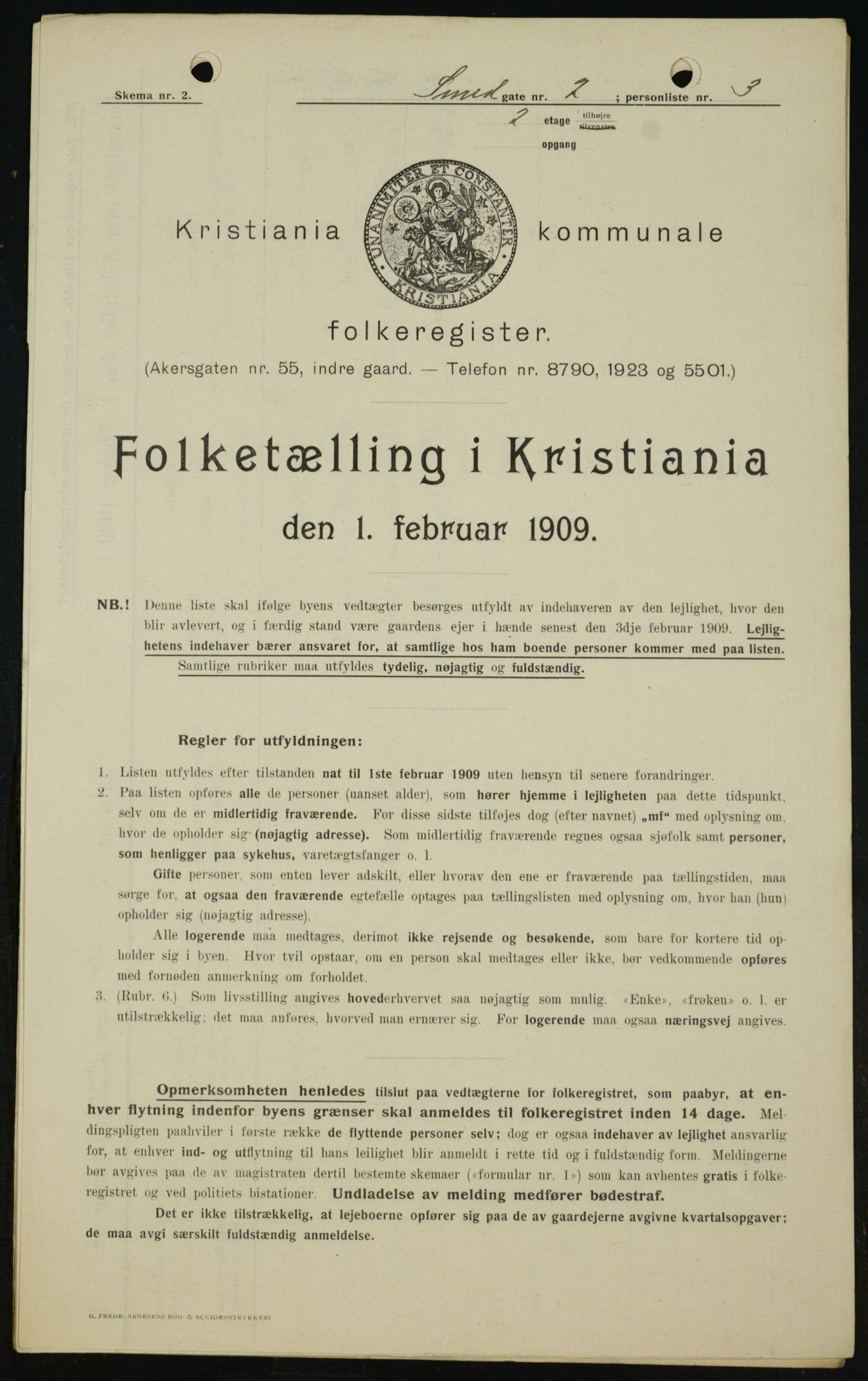 OBA, Kommunal folketelling 1.2.1909 for Kristiania kjøpstad, 1909, s. 88071