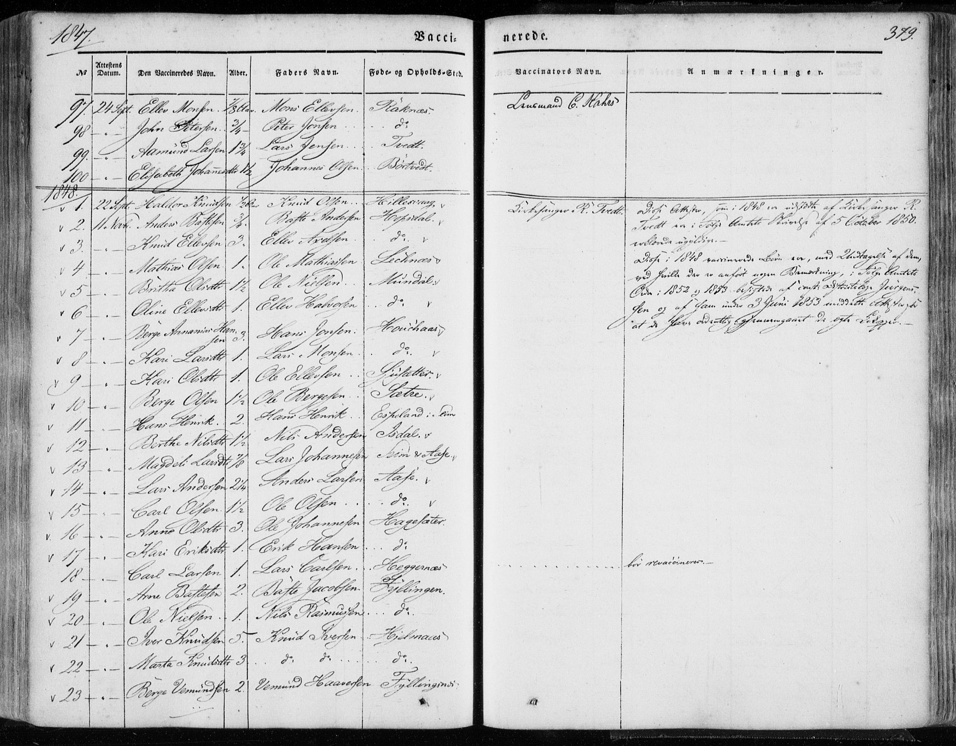 Hamre sokneprestembete, AV/SAB-A-75501/H/Ha/Haa/Haaa/L0013: Ministerialbok nr. A 13, 1846-1857, s. 379