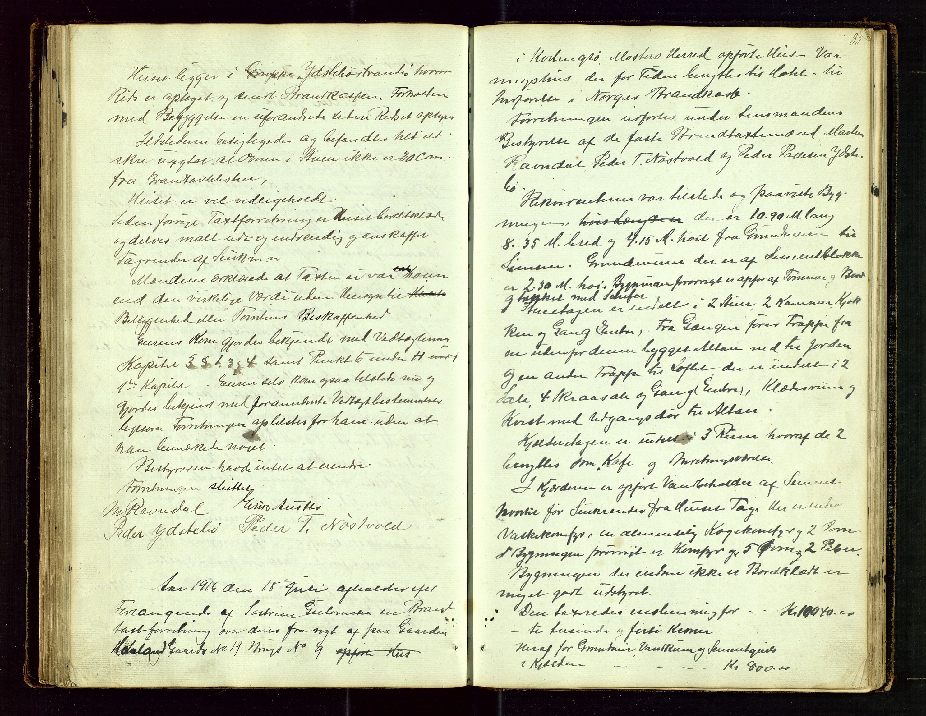 Rennesøy lensmannskontor, AV/SAST-A-100165/Goa/L0001: "Brandtaxations-Protocol for Rennesøe Thinglag", 1846-1923, s. 84b-85a