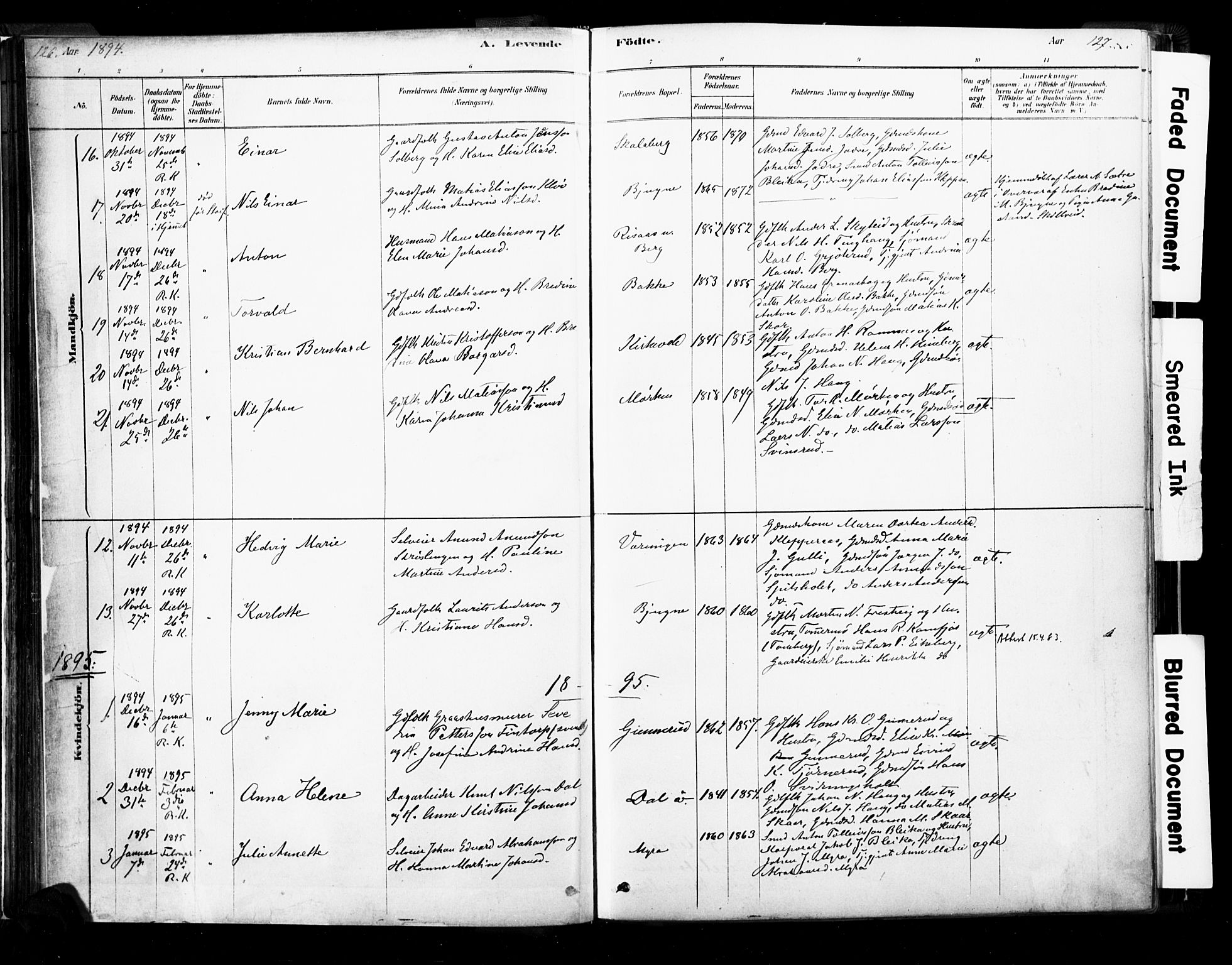 Ramnes kirkebøker, AV/SAKO-A-314/F/Fa/L0007: Ministerialbok nr. I 7, 1878-1895, s. 126-127