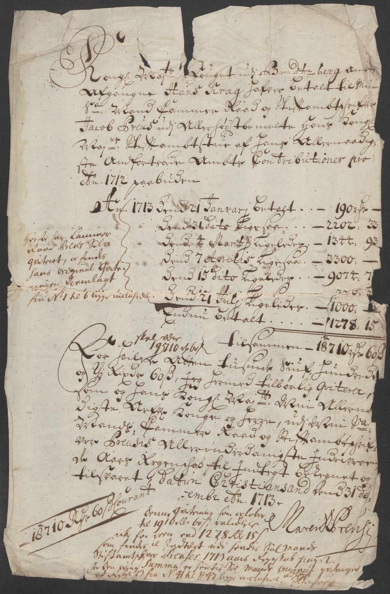 Rentekammeret inntil 1814, Reviderte regnskaper, Fogderegnskap, AV/RA-EA-4092/R36/L2125: Fogderegnskap Øvre og Nedre Telemark og Bamble, 1713, s. 333