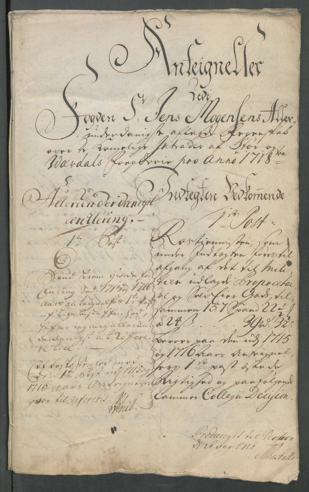 Rentekammeret inntil 1814, Reviderte regnskaper, Fogderegnskap, RA/EA-4092/R62/L4208: Fogderegnskap Stjørdal og Verdal, 1718, s. 321