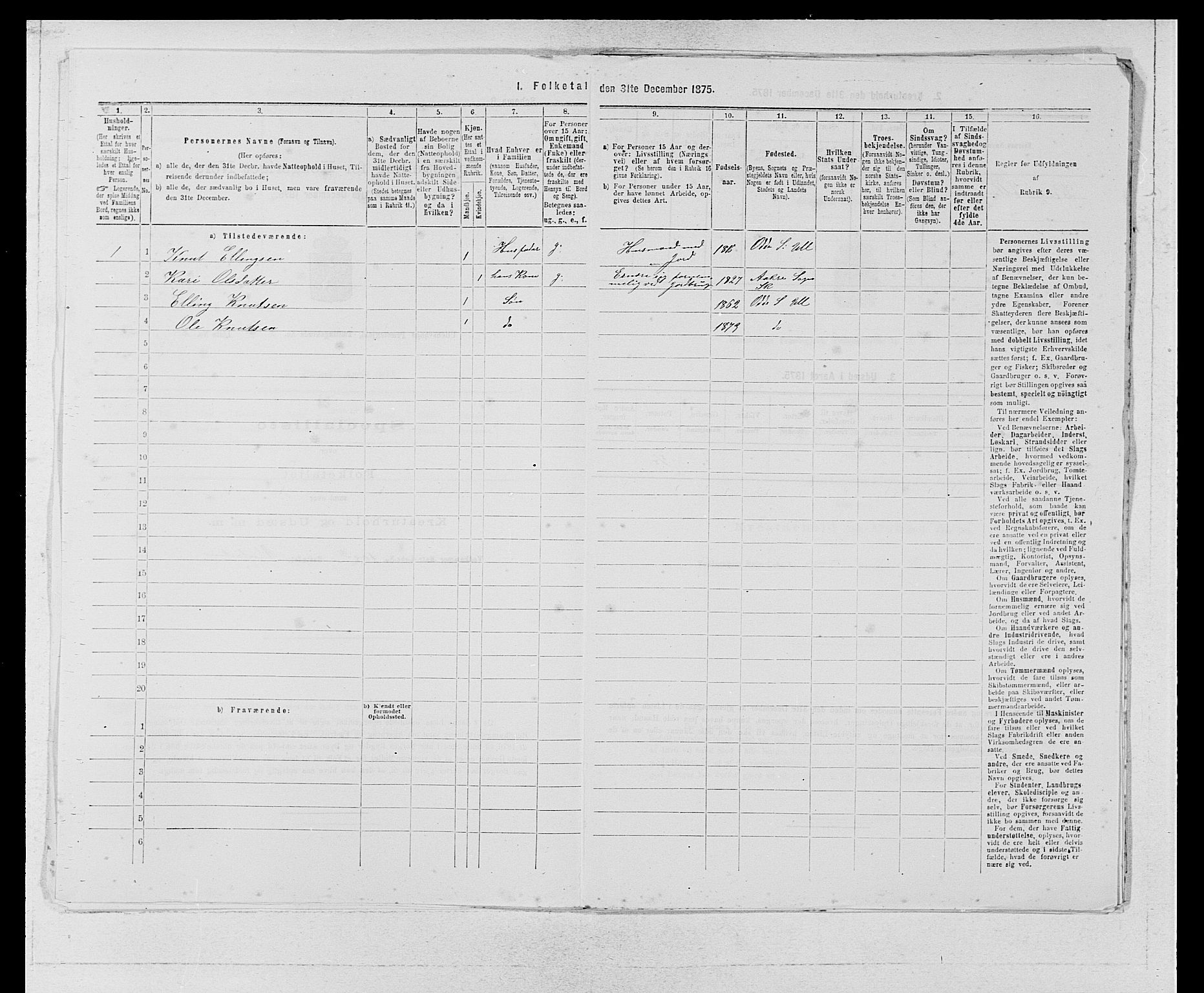 SAB, Folketelling 1875 for 1230P Ullensvang prestegjeld, 1875, s. 126