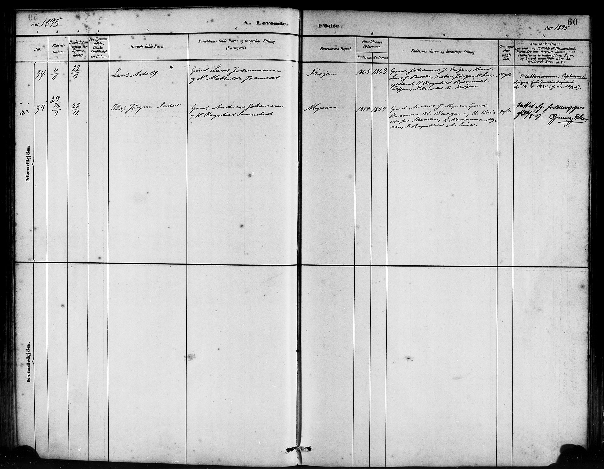 Bremanger sokneprestembete, AV/SAB-A-82201/H/Haa/Haab/L0001: Ministerialbok nr. B 1, 1884-1895, s. 60