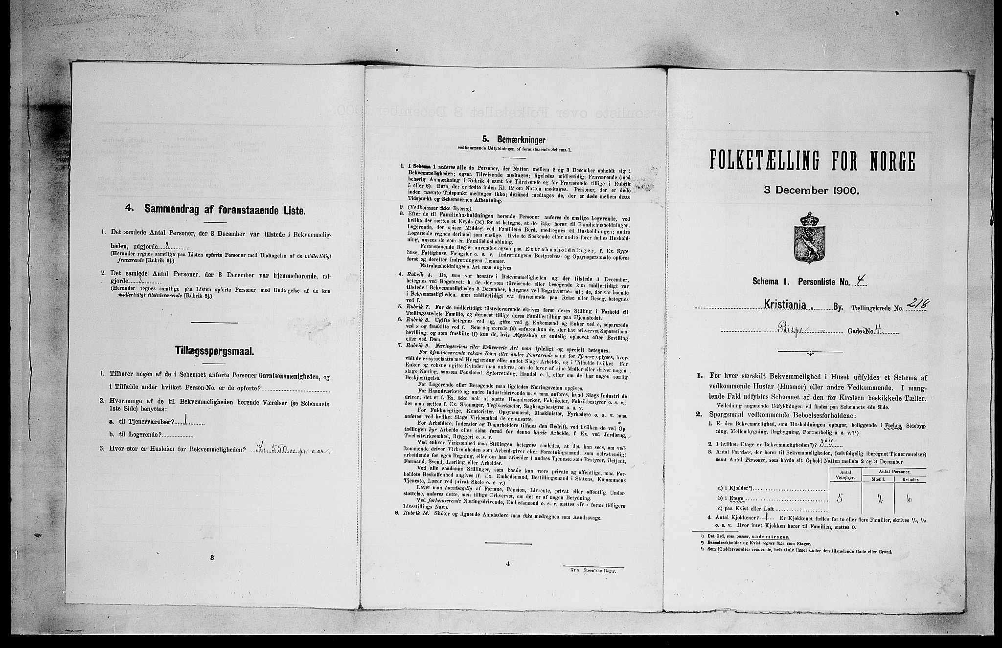 SAO, Folketelling 1900 for 0301 Kristiania kjøpstad, 1900, s. 4911