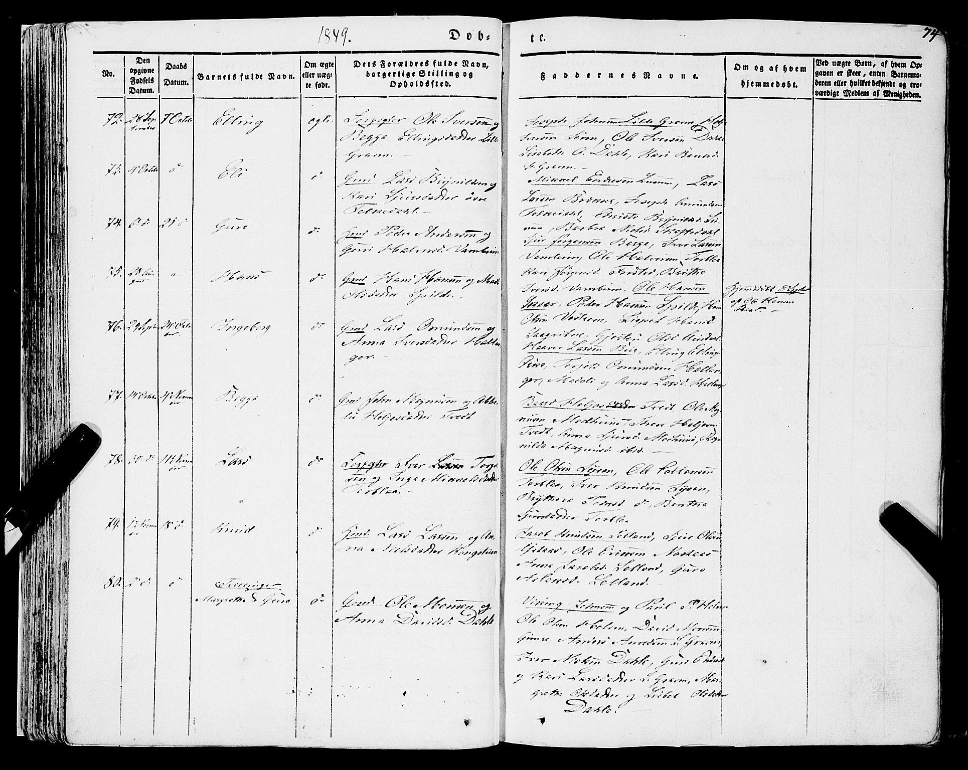 Ulvik sokneprestembete, AV/SAB-A-78801/H/Haa: Ministerialbok nr. A 12, 1839-1853, s. 74