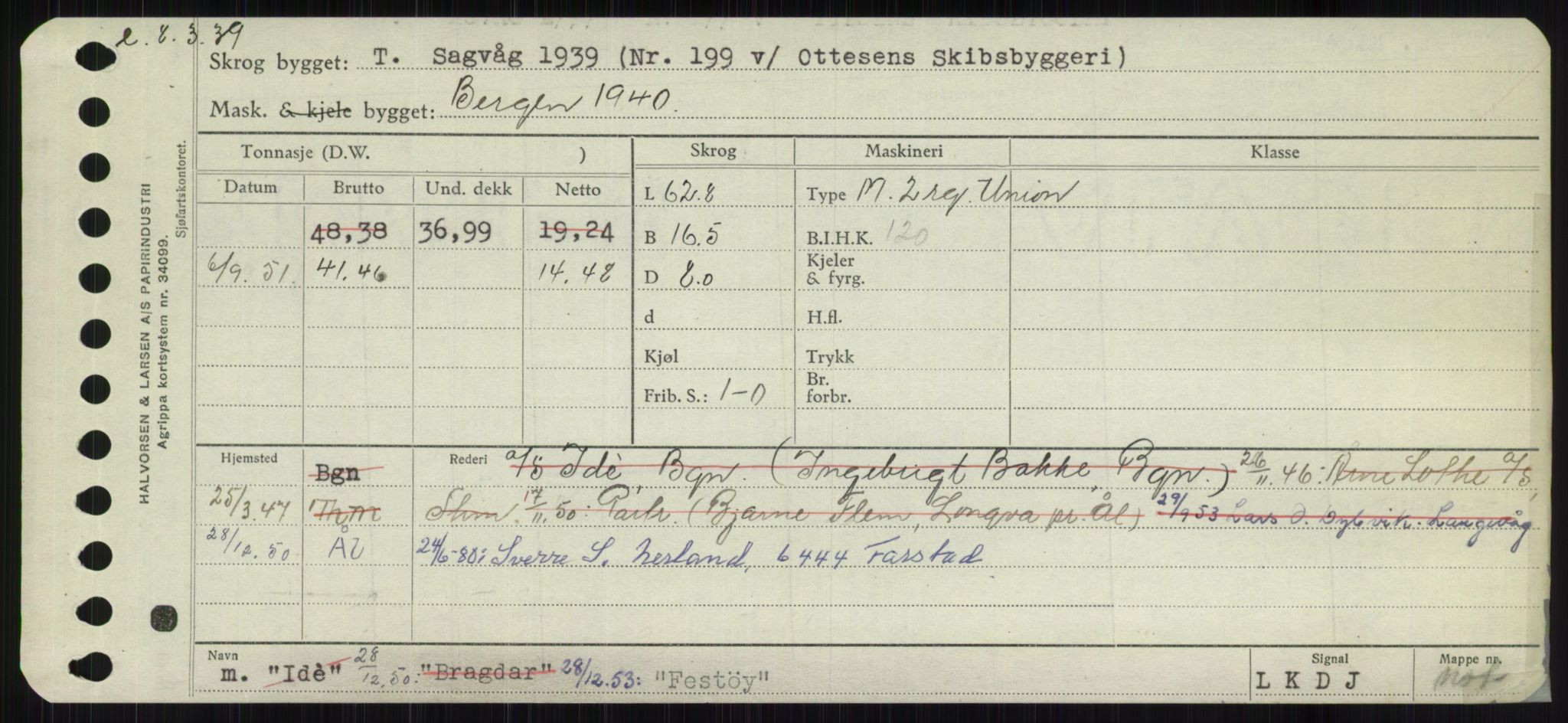 Sjøfartsdirektoratet med forløpere, Skipsmålingen, RA/S-1627/H/Ha/L0002/0001: Fartøy, Eik-Hill / Fartøy, Eik-F, s. 399