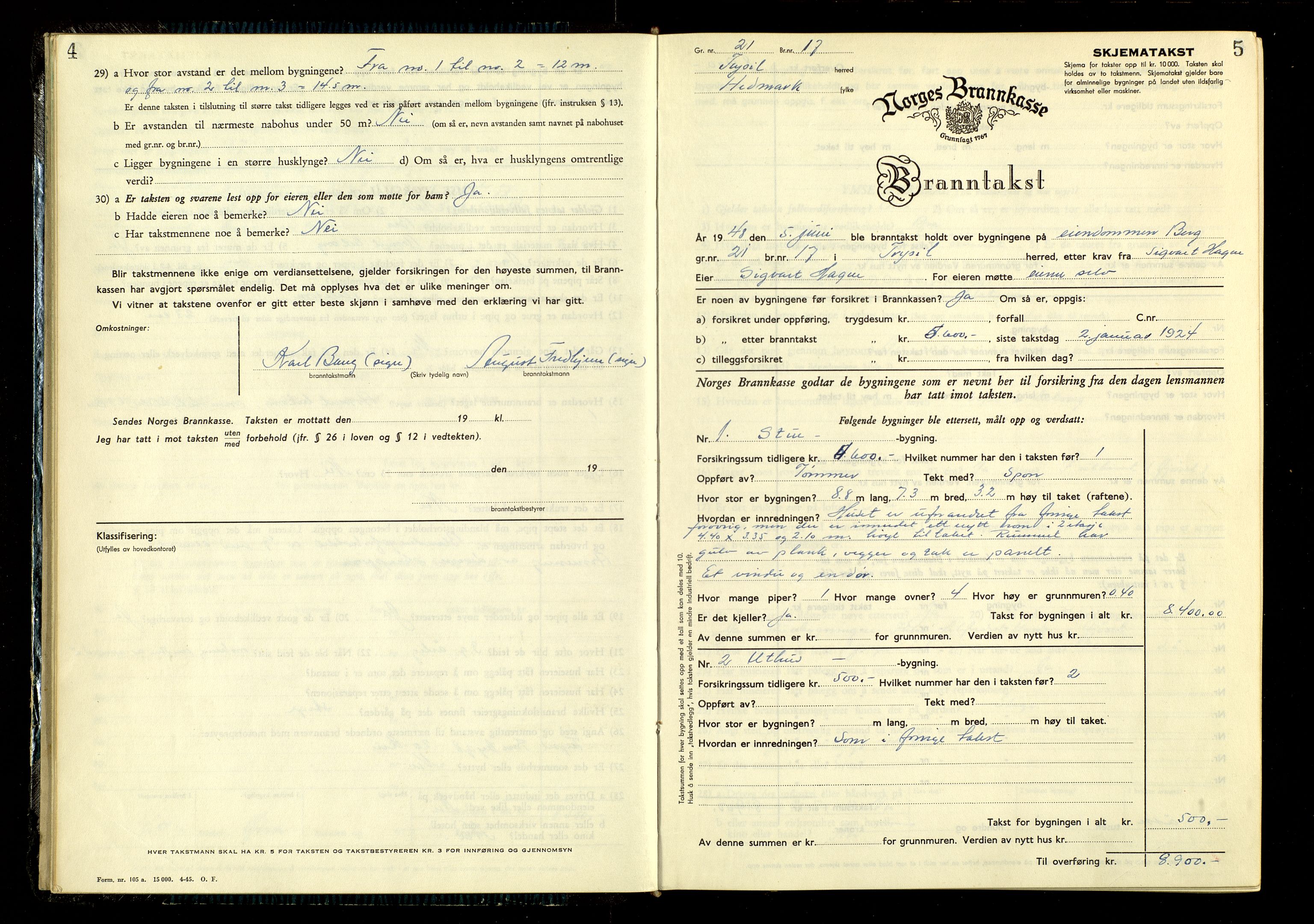 Norges Brannkasse, Trysil, AV/SAH-NBRANT-021/F/L0025: Branntakstprotokoll, 1948-1953