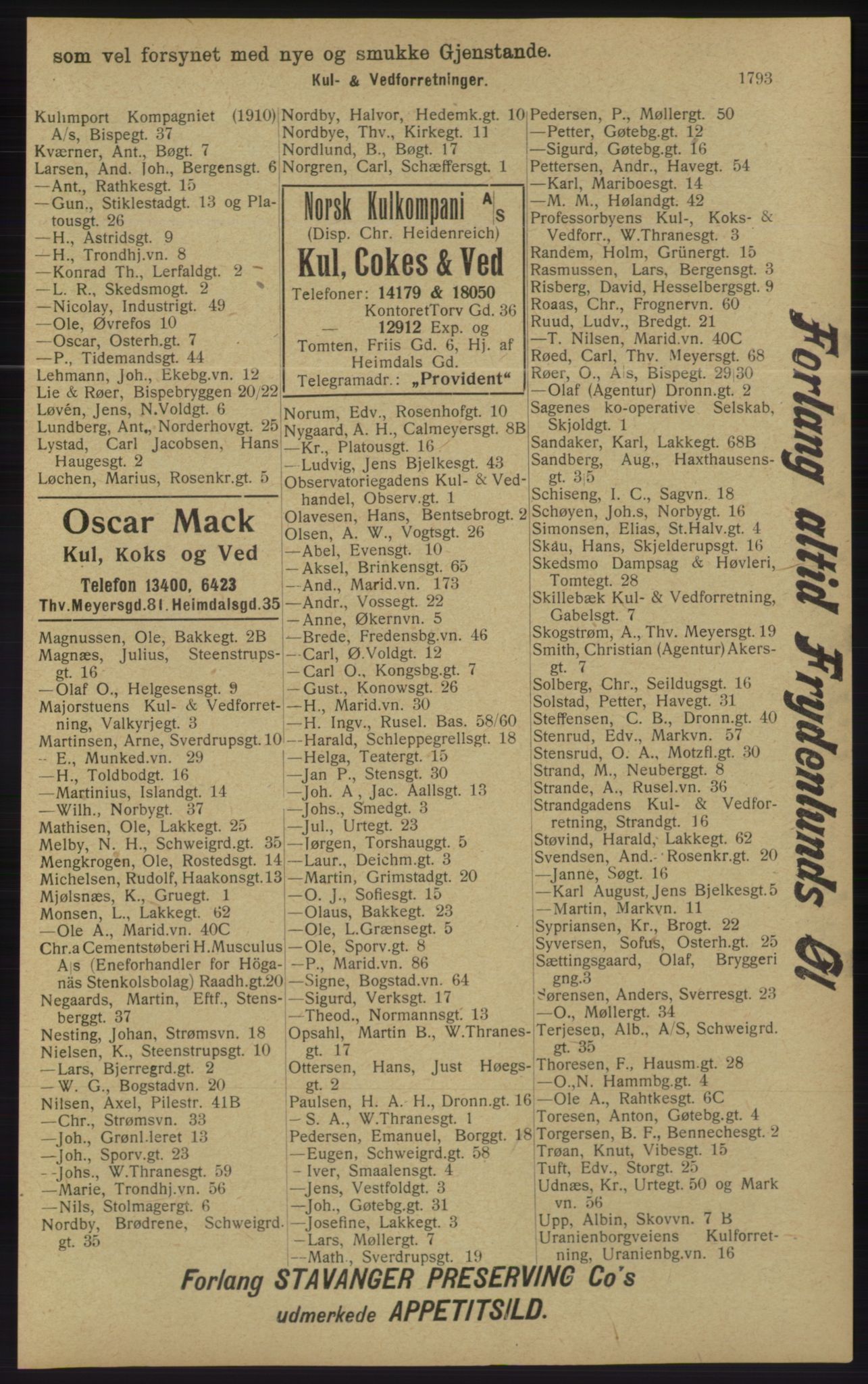 Kristiania/Oslo adressebok, PUBL/-, 1913, s. 1749