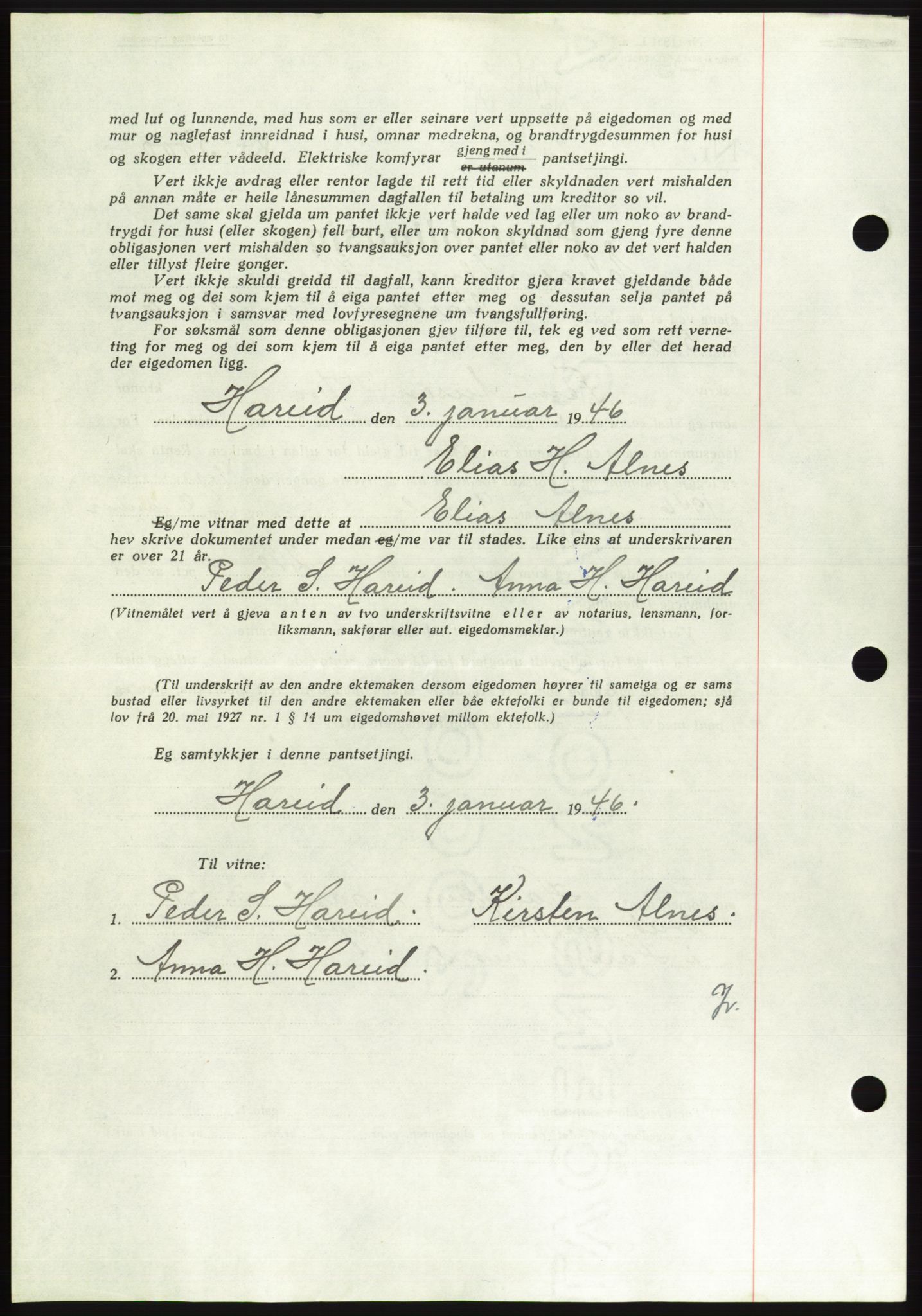 Søre Sunnmøre sorenskriveri, AV/SAT-A-4122/1/2/2C/L0114: Pantebok nr. 1-2B, 1943-1947, Dagboknr: 27/1946