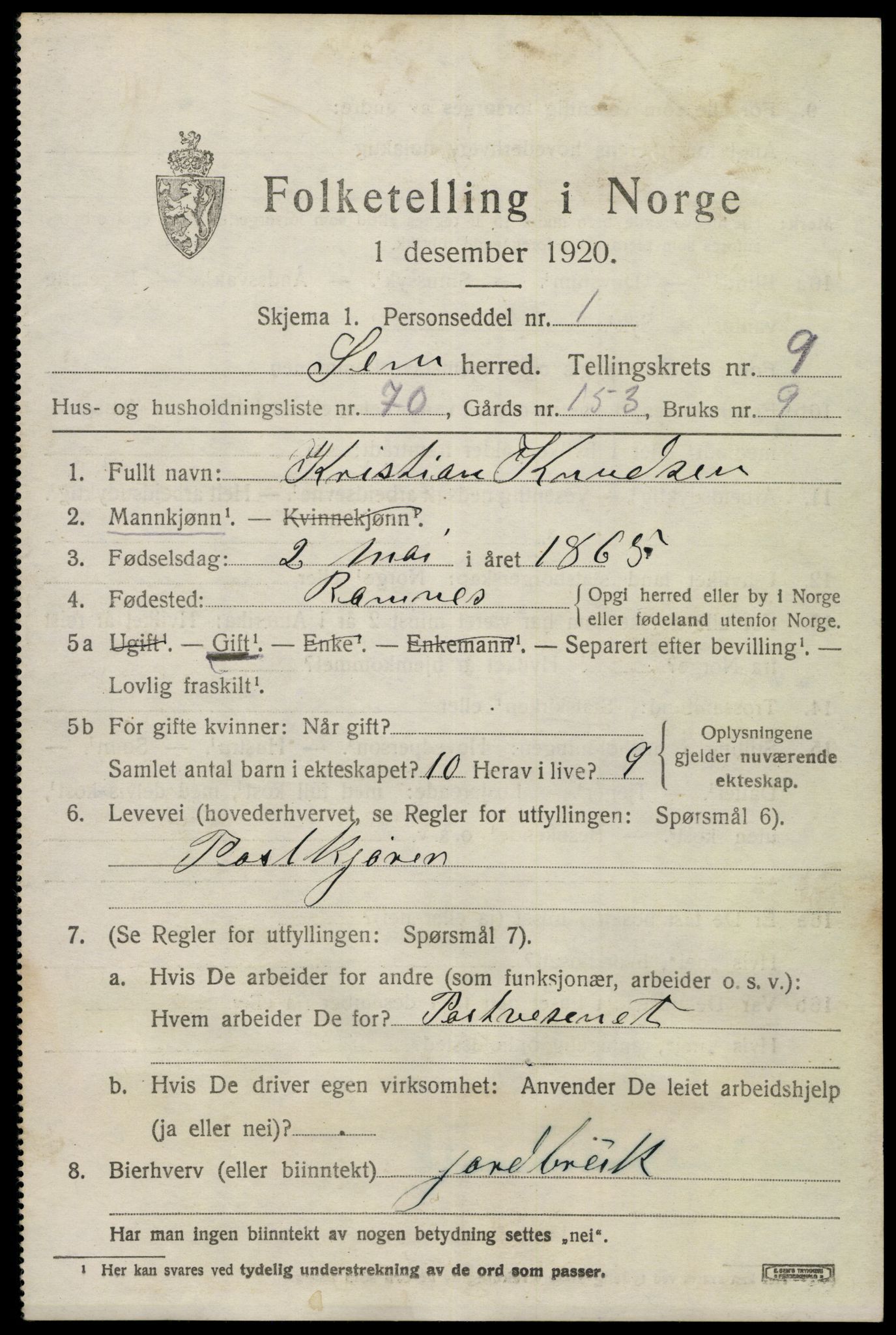 SAKO, Folketelling 1920 for 0721 Sem herred, 1920, s. 13381
