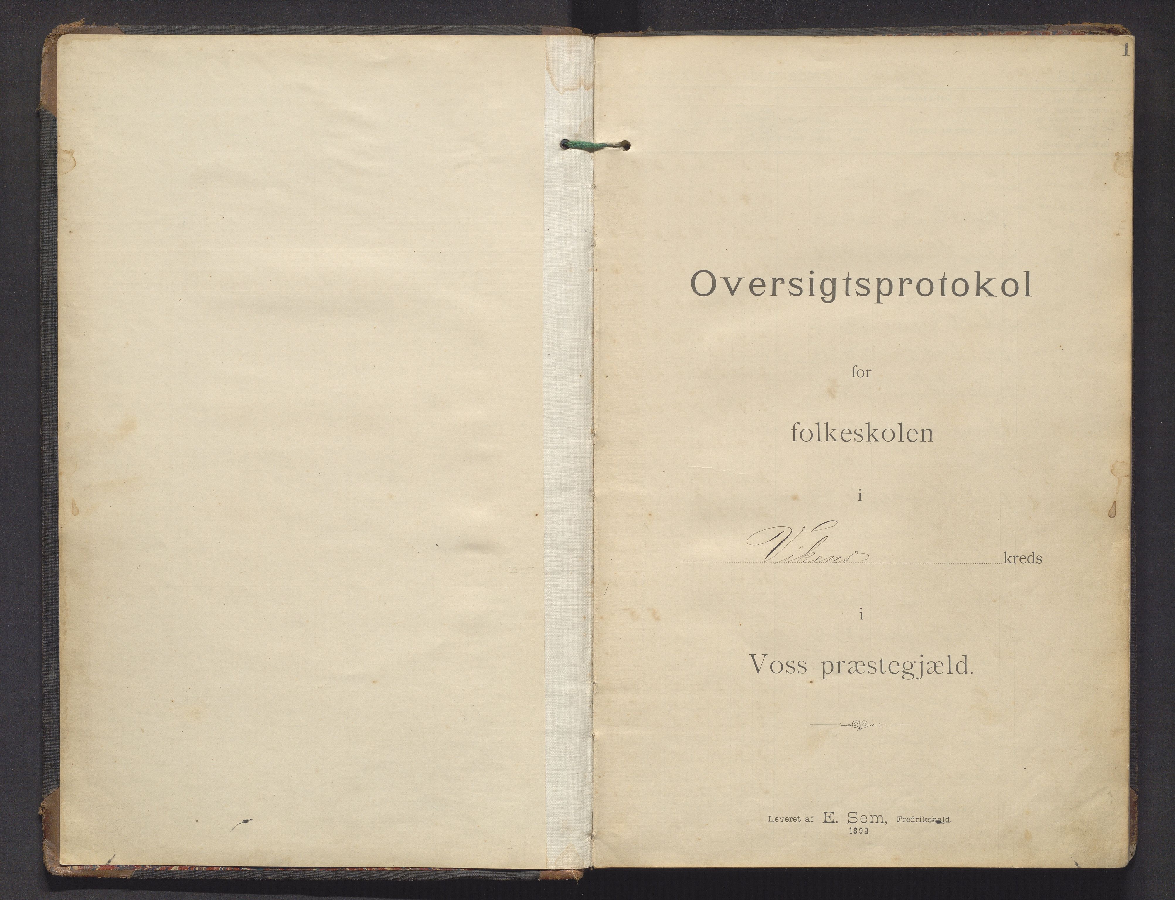 Voss kommune. Barneskulane, IKAH/1235-231/F/Fa/L0015: Skuleprotokoll for Viki skule, 1892-1919