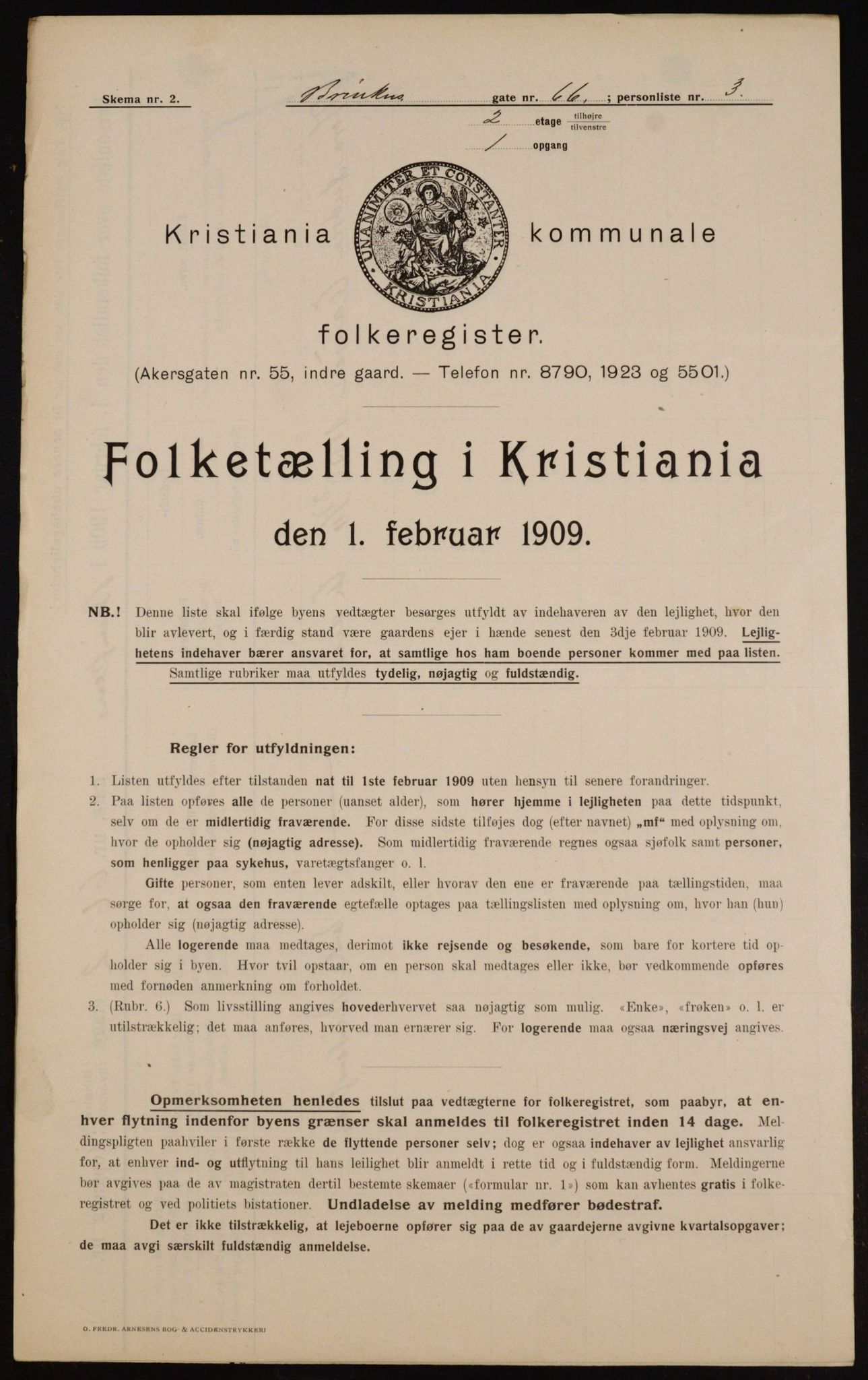 OBA, Kommunal folketelling 1.2.1909 for Kristiania kjøpstad, 1909, s. 8531