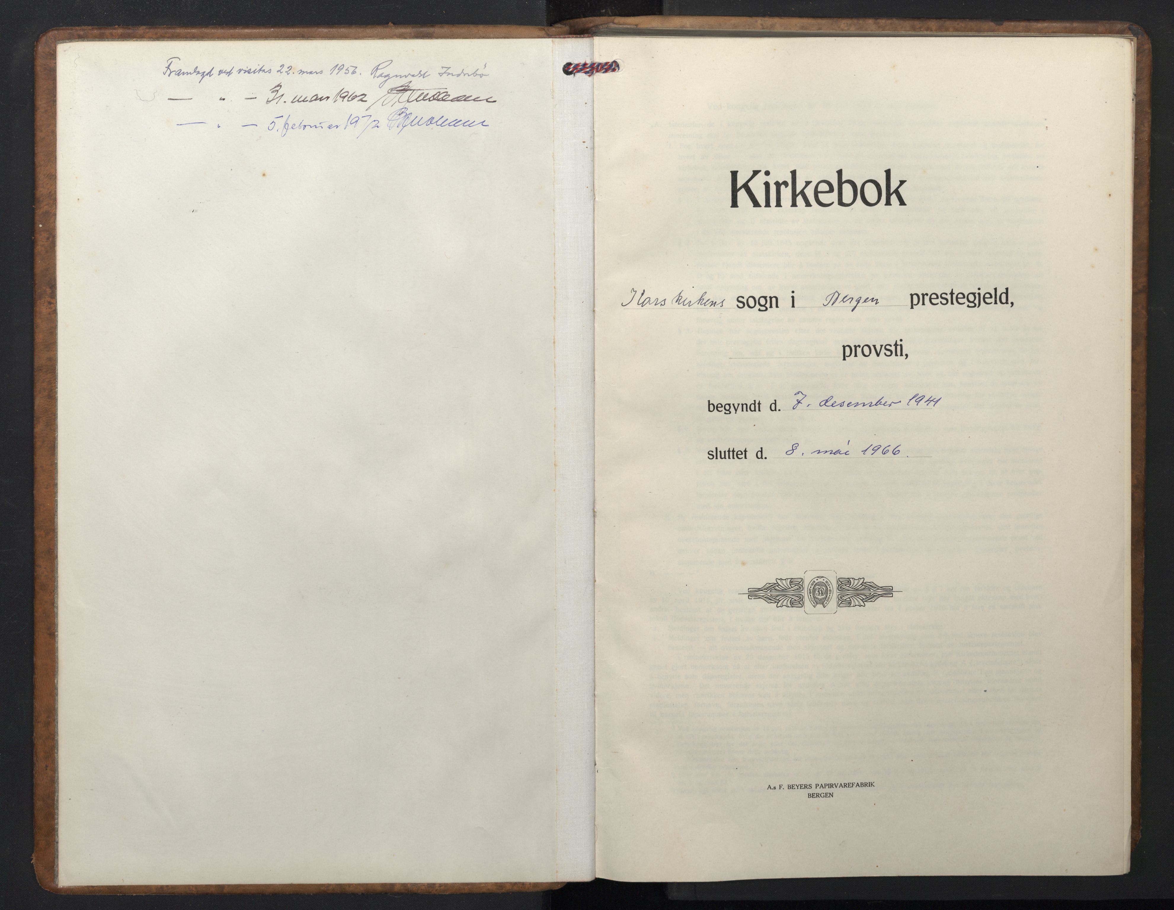 Korskirken sokneprestembete, SAB/A-76101/H/Hab: Klokkerbok nr. C 7, 1941-1966