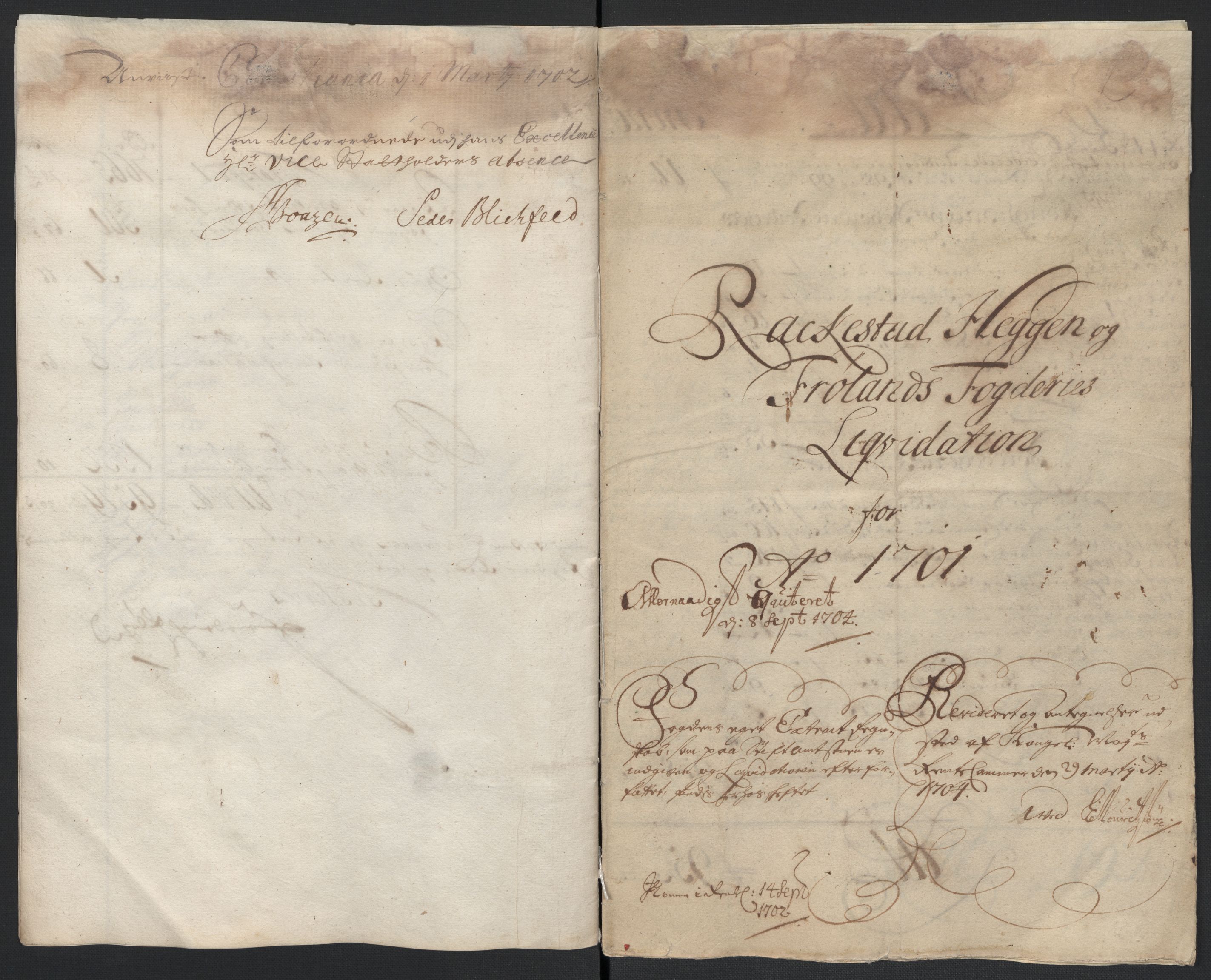 Rentekammeret inntil 1814, Reviderte regnskaper, Fogderegnskap, AV/RA-EA-4092/R07/L0292: Fogderegnskap Rakkestad, Heggen og Frøland, 1701, s. 12