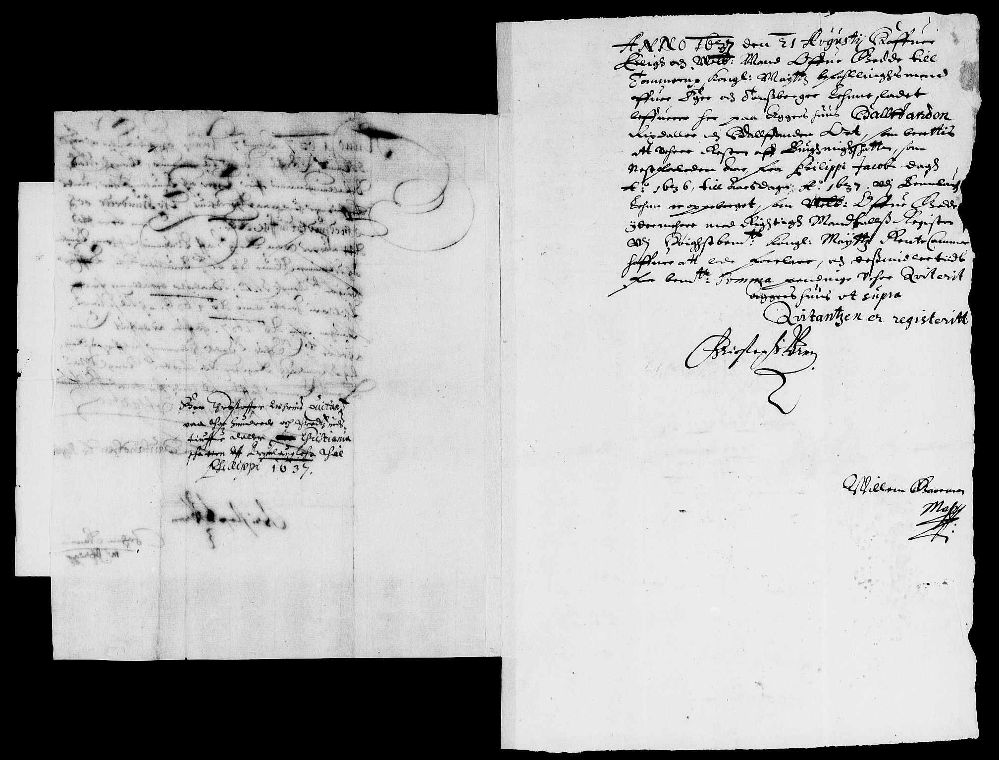 Rentekammeret inntil 1814, Reviderte regnskaper, Lensregnskaper, AV/RA-EA-5023/R/Rb/Rbl/L0006: Brunla len med Eiker len 1626-37, 1635-1638