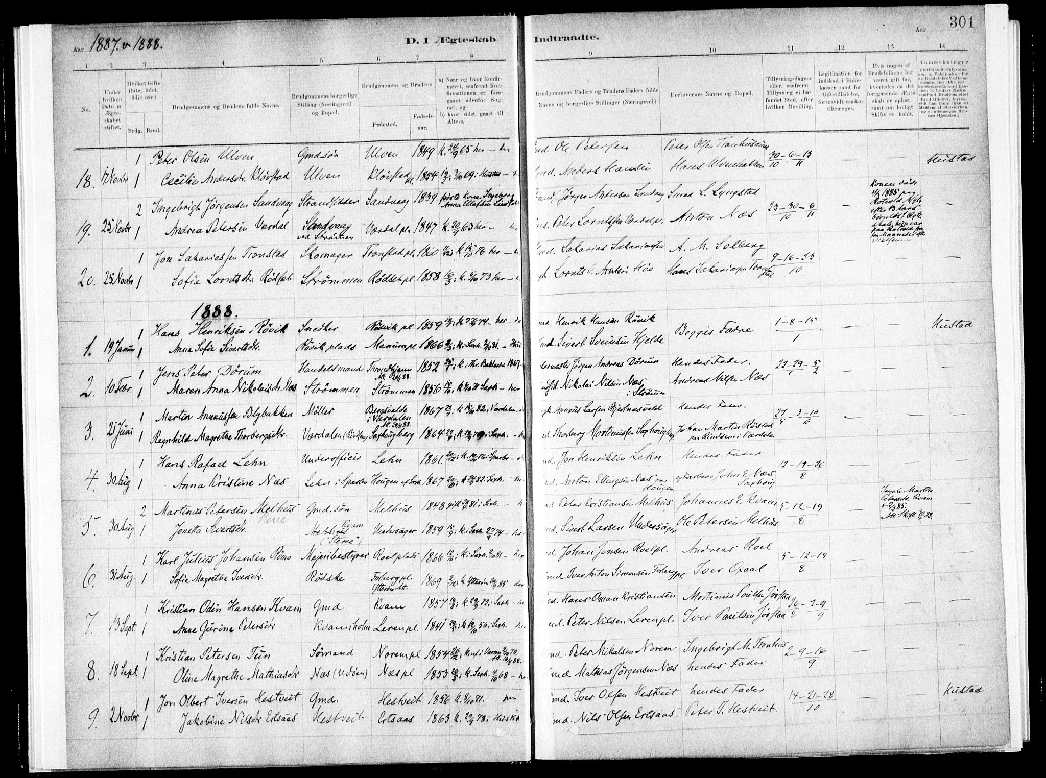 Ministerialprotokoller, klokkerbøker og fødselsregistre - Nord-Trøndelag, AV/SAT-A-1458/730/L0285: Ministerialbok nr. 730A10, 1879-1914, s. 301