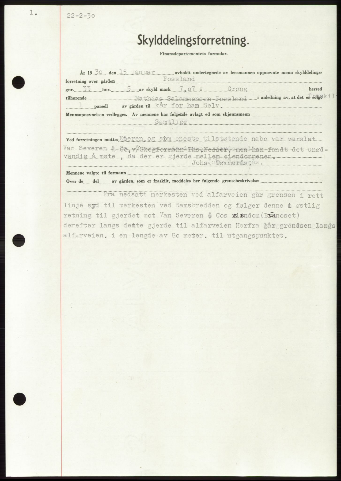 Namdal sorenskriveri, SAT/A-4133/1/2/2C: Pantebok nr. -, 1926-1930, Tingl.dato: 22.02.1930
