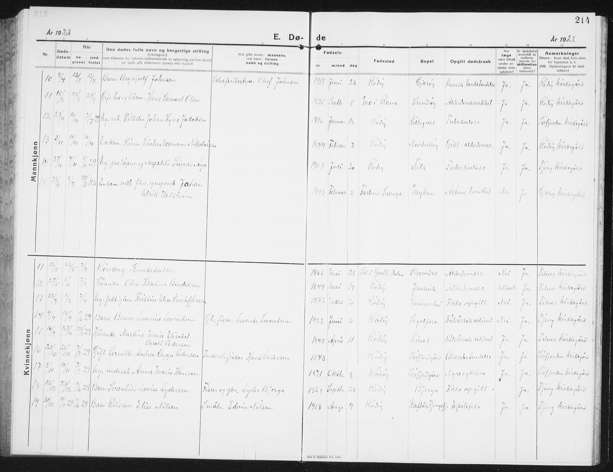 Ministerialprotokoller, klokkerbøker og fødselsregistre - Nordland, AV/SAT-A-1459/841/L0622: Klokkerbok nr. 841C06, 1924-1942, s. 214