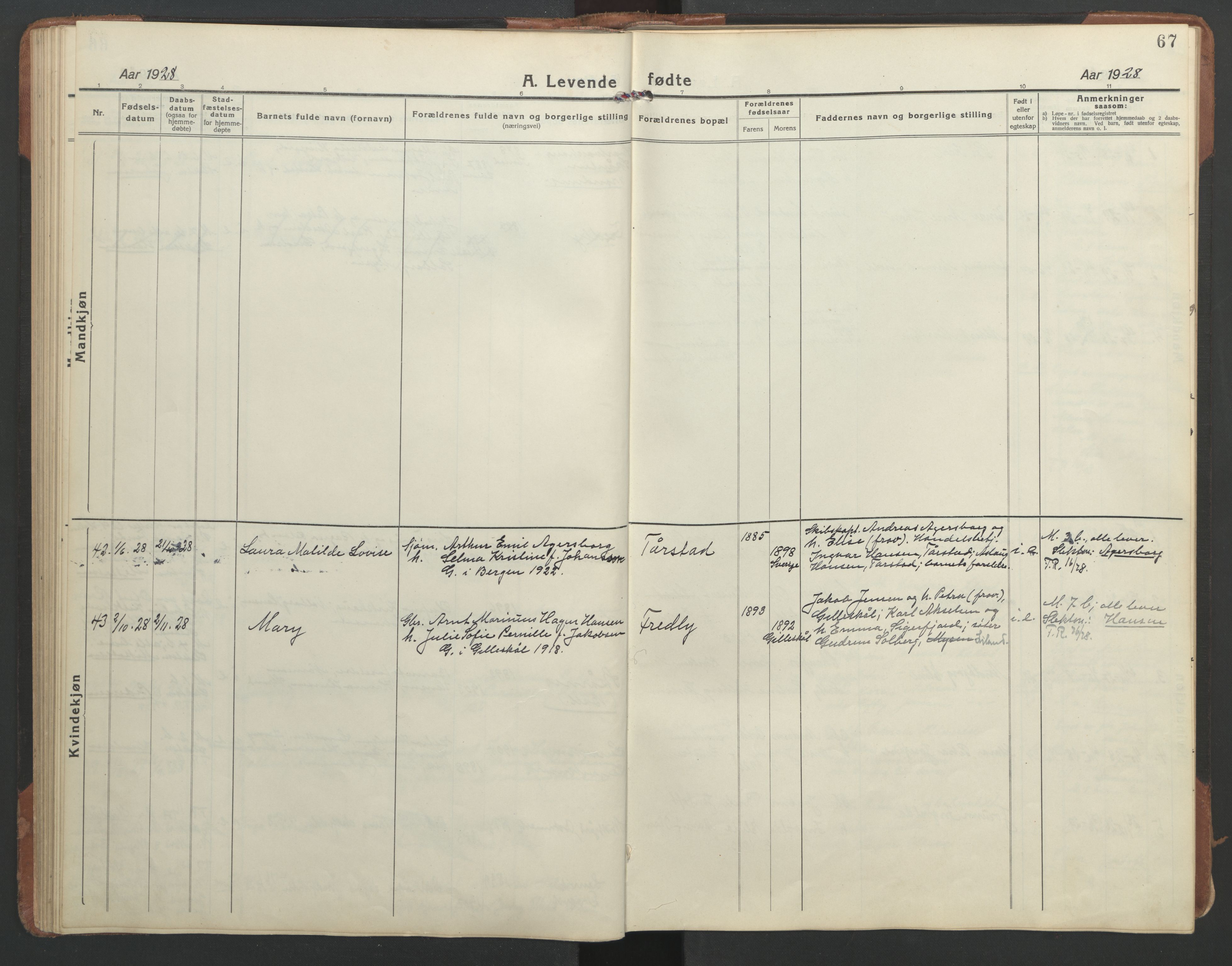 Ministerialprotokoller, klokkerbøker og fødselsregistre - Nordland, AV/SAT-A-1459/863/L0919: Klokkerbok nr. 863C09, 1921-1941, s. 67