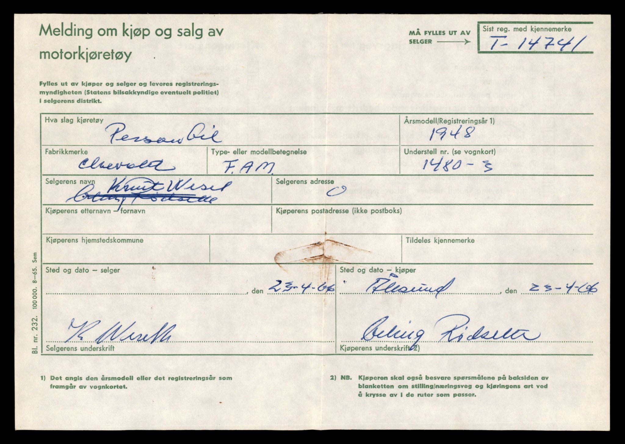 Møre og Romsdal vegkontor - Ålesund trafikkstasjon, AV/SAT-A-4099/F/Fe/L0048: Registreringskort for kjøretøy T 14721 - T 14863, 1927-1998, s. 437
