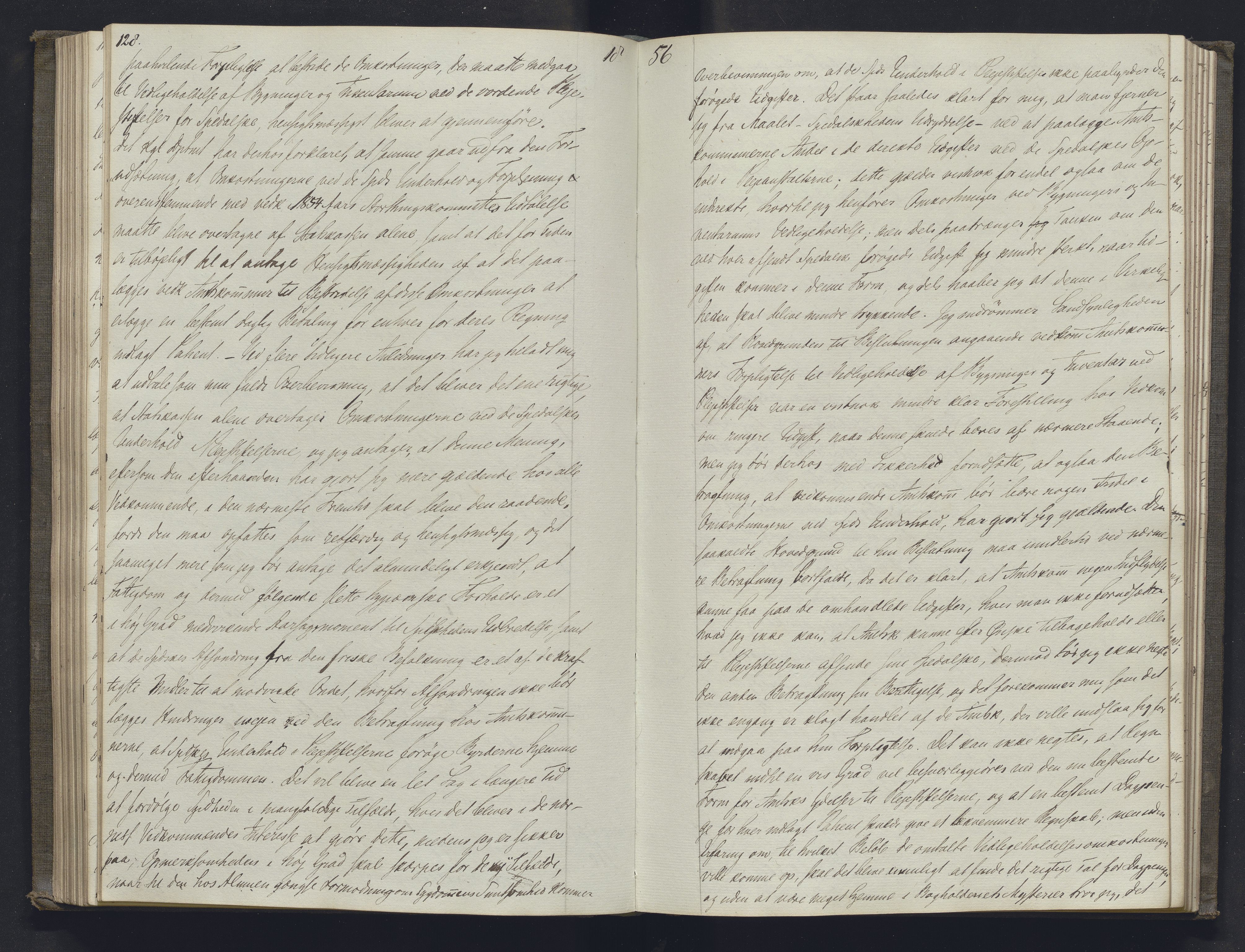 Lepraarkiver - Overlegen for den spedalske sykdom, AV/SAB-A-61001/B.b/L0001: Kopibok, 1854-1858, s. 128-129