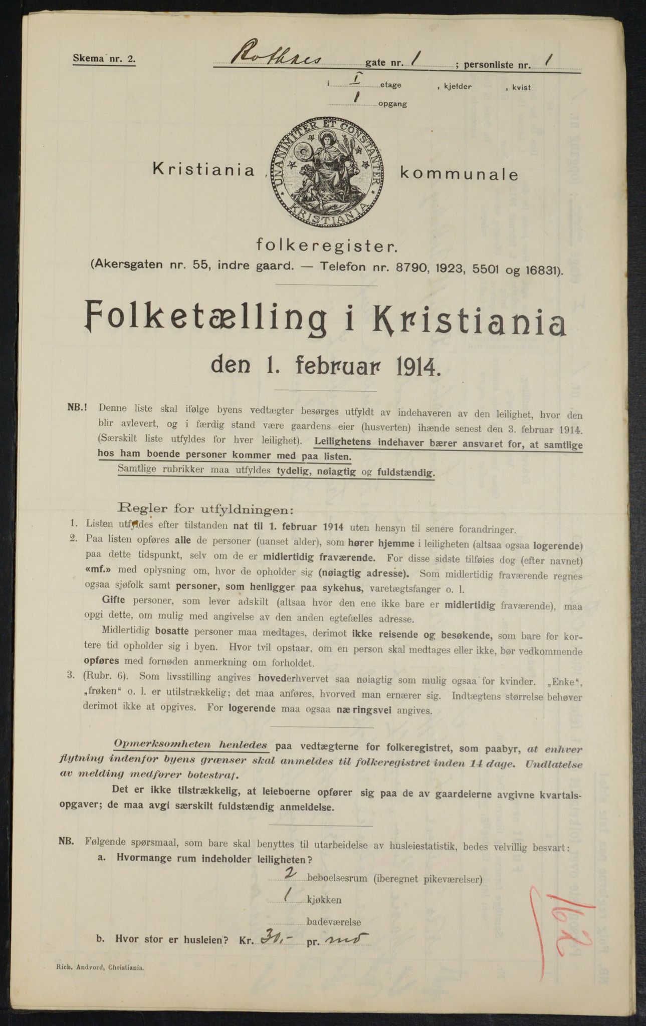 OBA, Kommunal folketelling 1.2.1914 for Kristiania, 1914, s. 81853