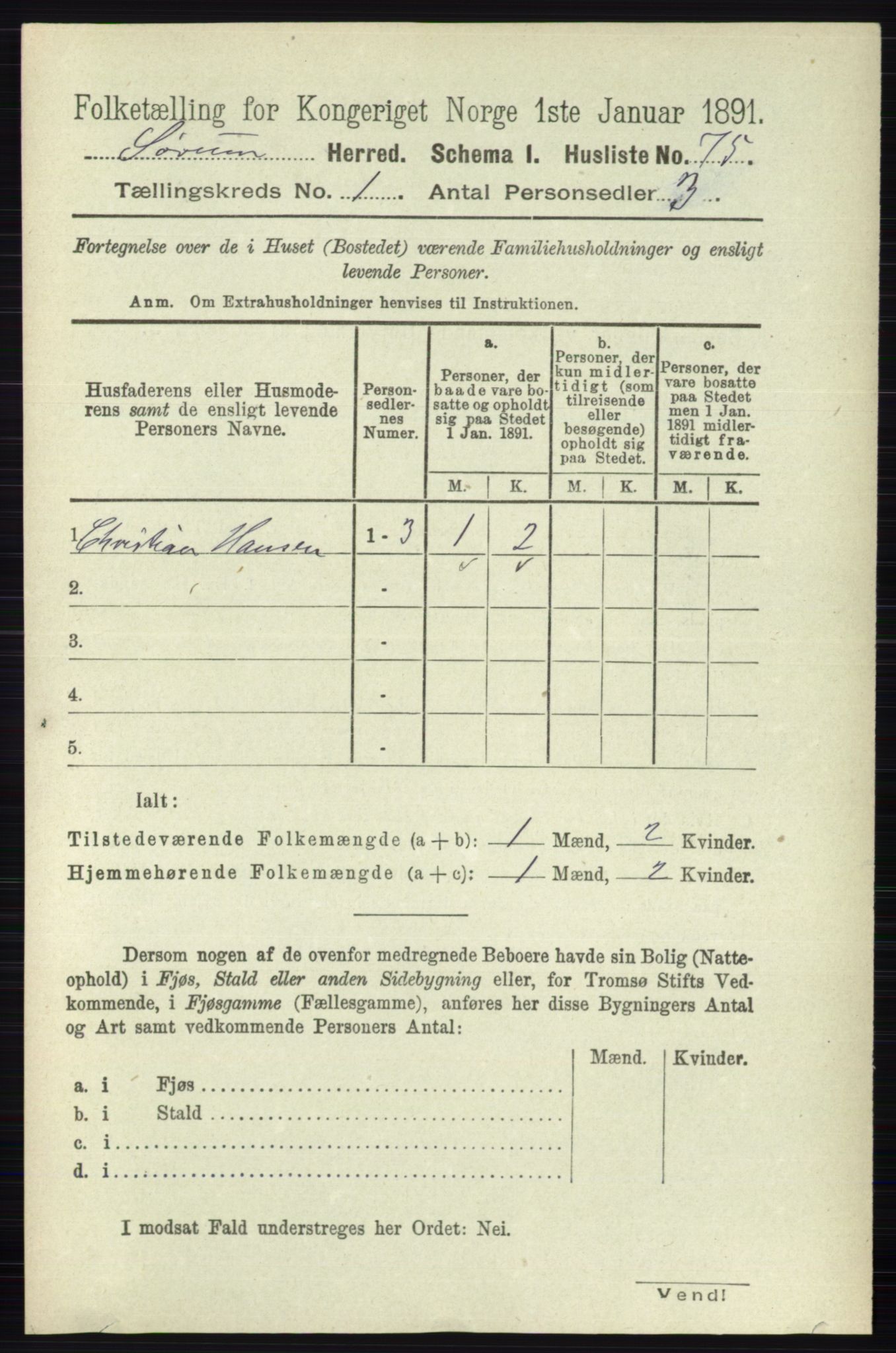 RA, Folketelling 1891 for 0226 Sørum herred, 1891, s. 94