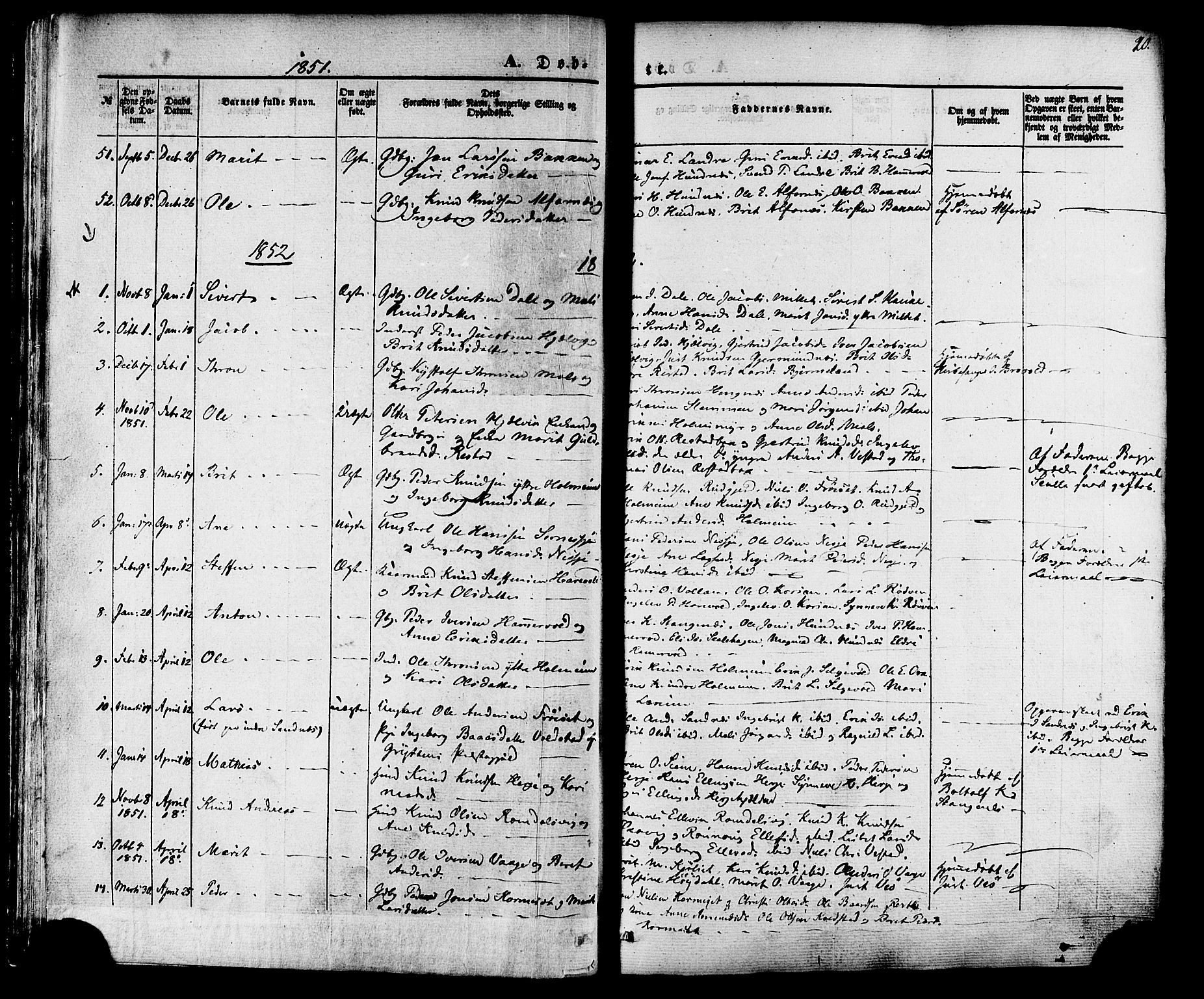 Ministerialprotokoller, klokkerbøker og fødselsregistre - Møre og Romsdal, AV/SAT-A-1454/547/L0603: Ministerialbok nr. 547A05, 1846-1877, s. 20