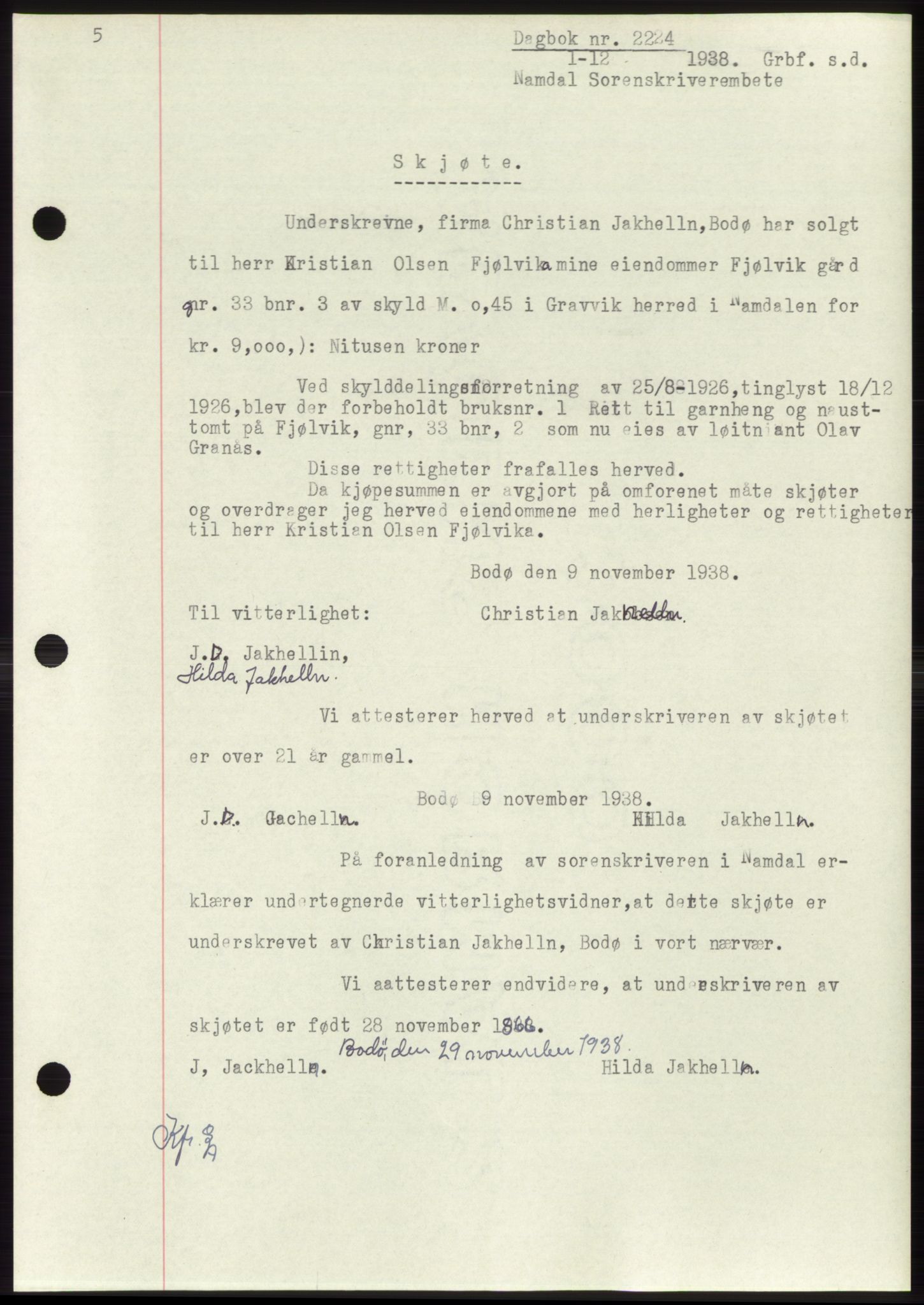 Namdal sorenskriveri, SAT/A-4133/1/2/2C: Pantebok nr. -, 1937-1939, Tingl.dato: 01.12.1938