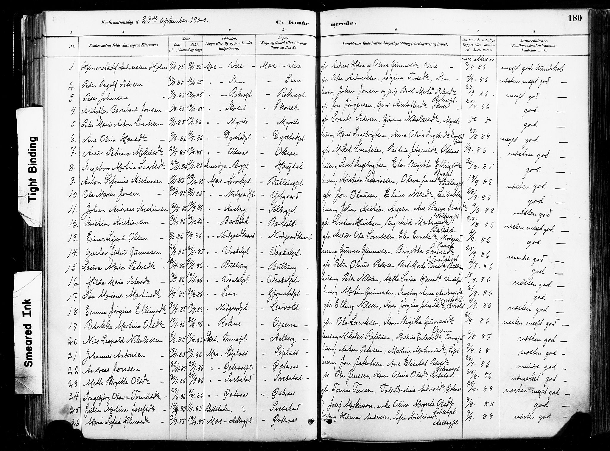 Ministerialprotokoller, klokkerbøker og fødselsregistre - Nord-Trøndelag, SAT/A-1458/735/L0351: Ministerialbok nr. 735A10, 1884-1908, s. 180